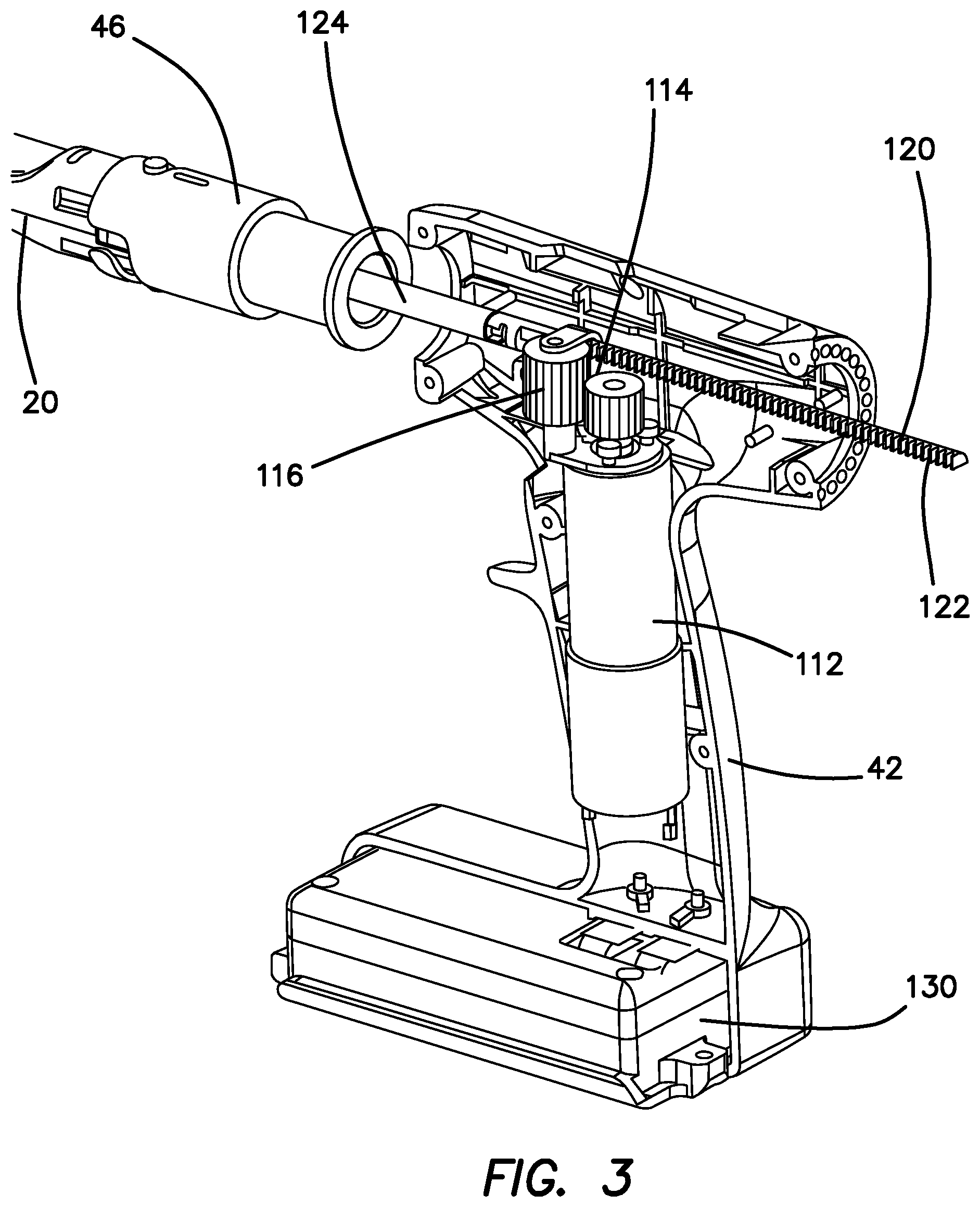 Patent US12324582 Figure 3 – Surgical stapler having a powered handle