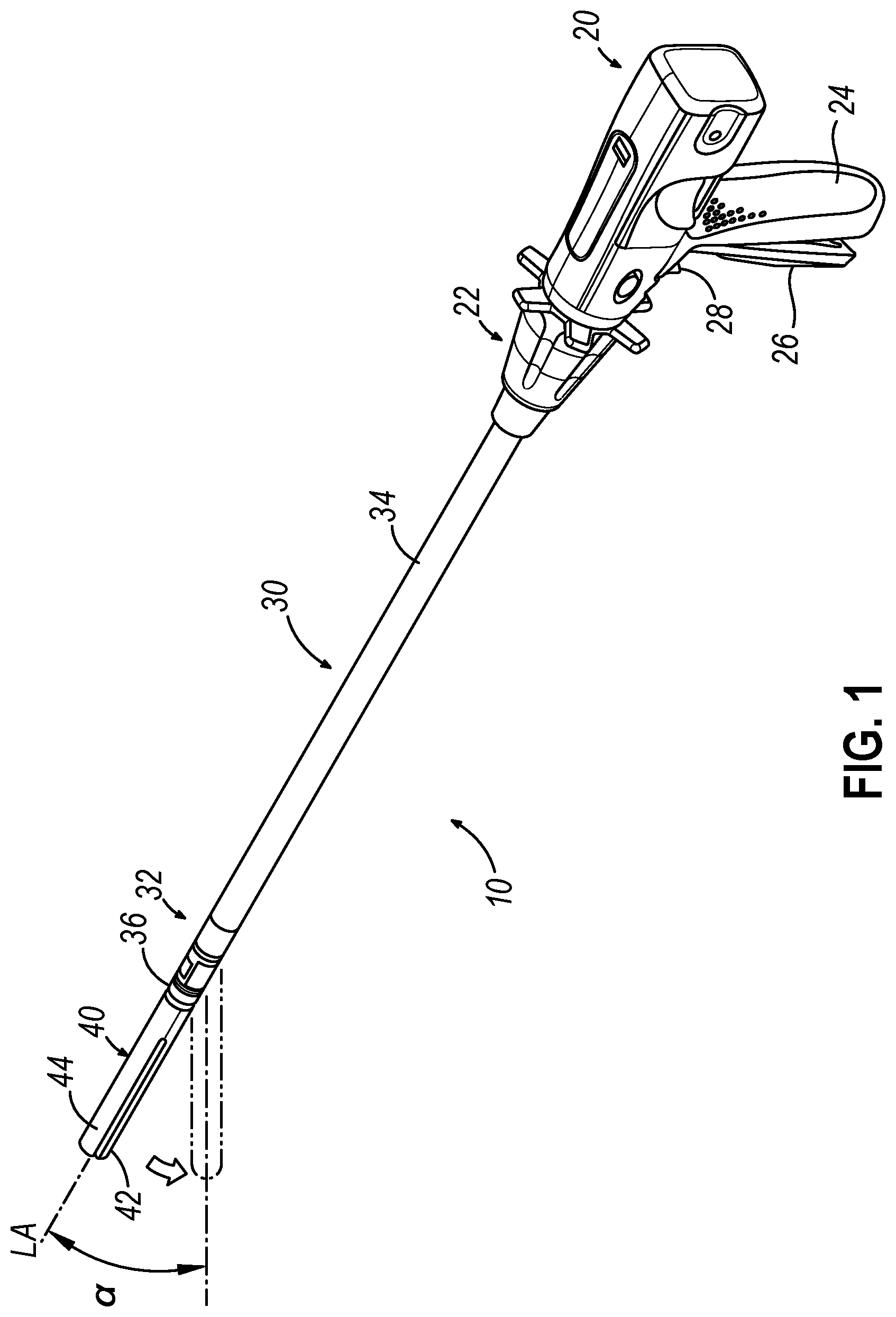 Patent US12324583 Figure 1 – Incompatible staple cartridge use prevention features for surgical stapler