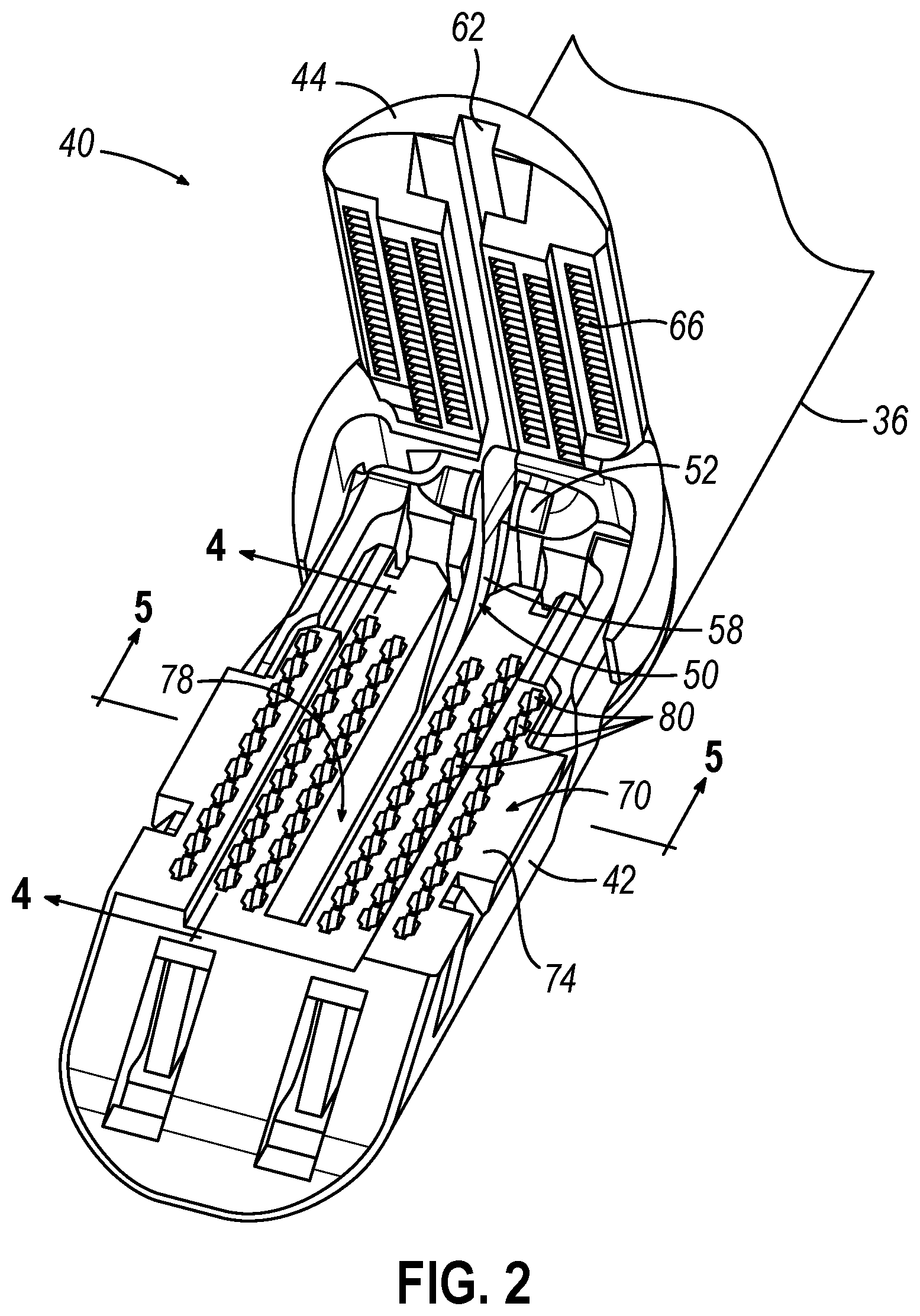 Patent US12324583 Figure 2 – Incompatible staple cartridge use prevention features for surgical stapler