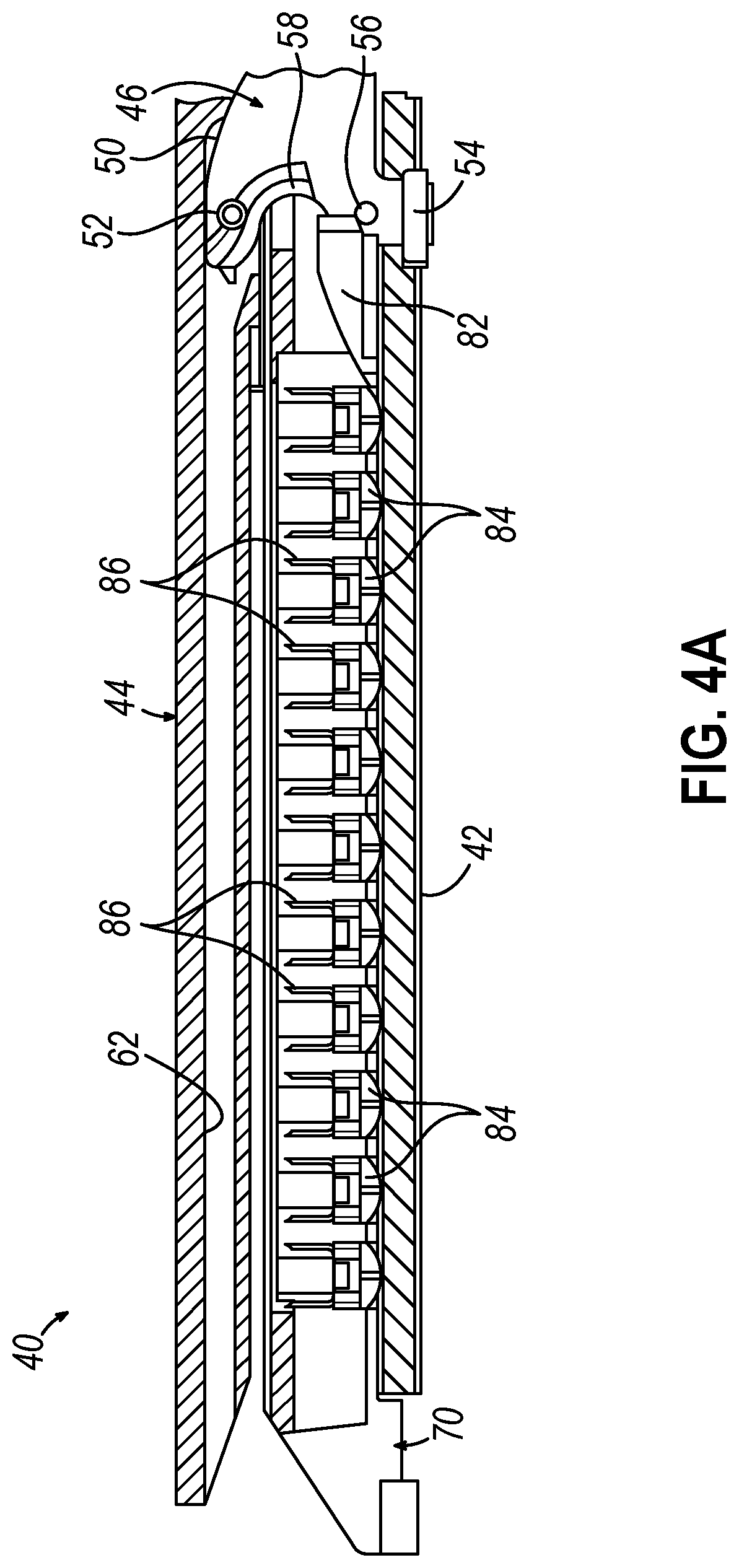 Patent US12324583 Figure 4 – Incompatible staple cartridge use prevention features for surgical stapler