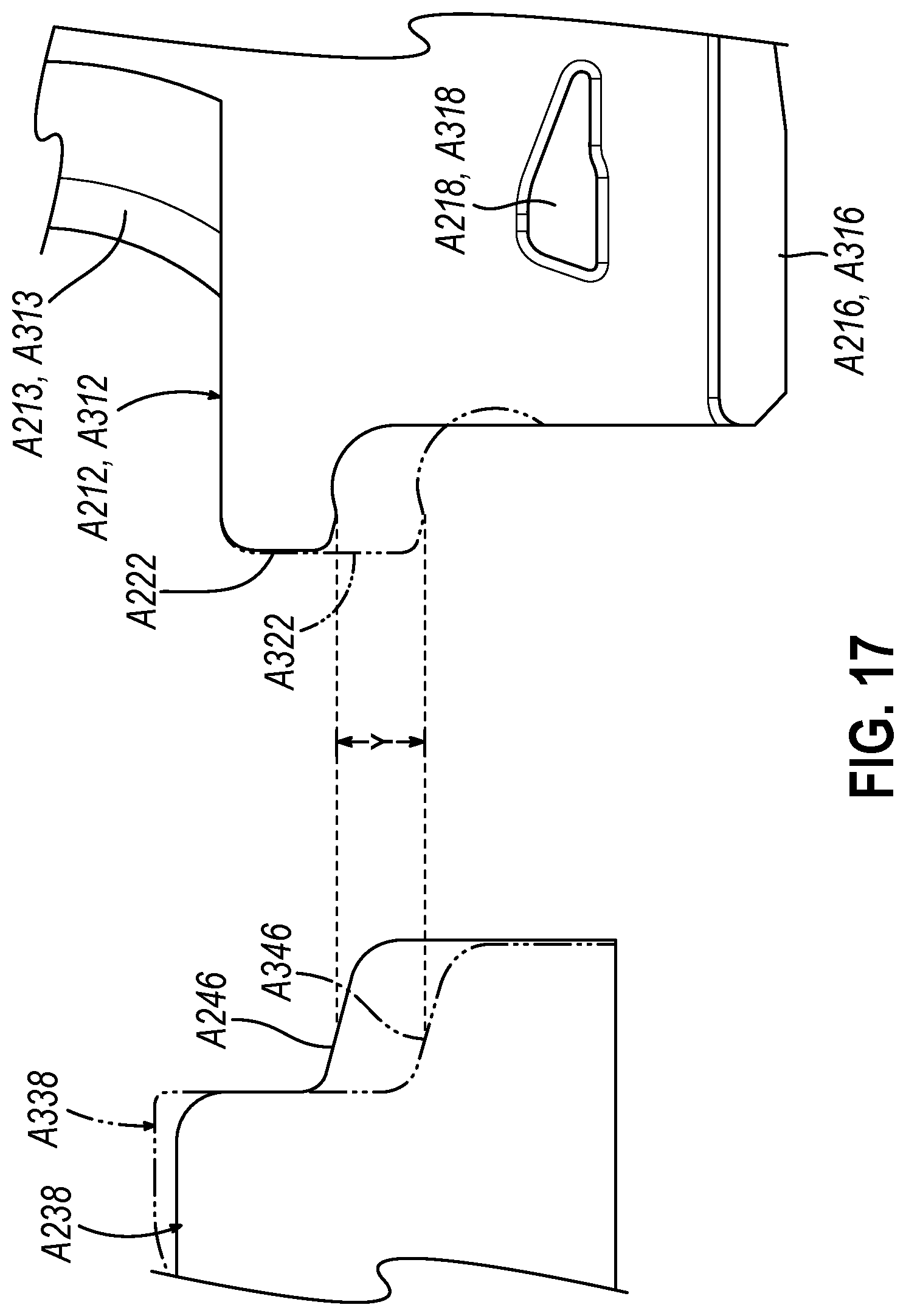 Patent US12324583 Figure 17 – Incompatible staple cartridge use prevention features for surgical stapler