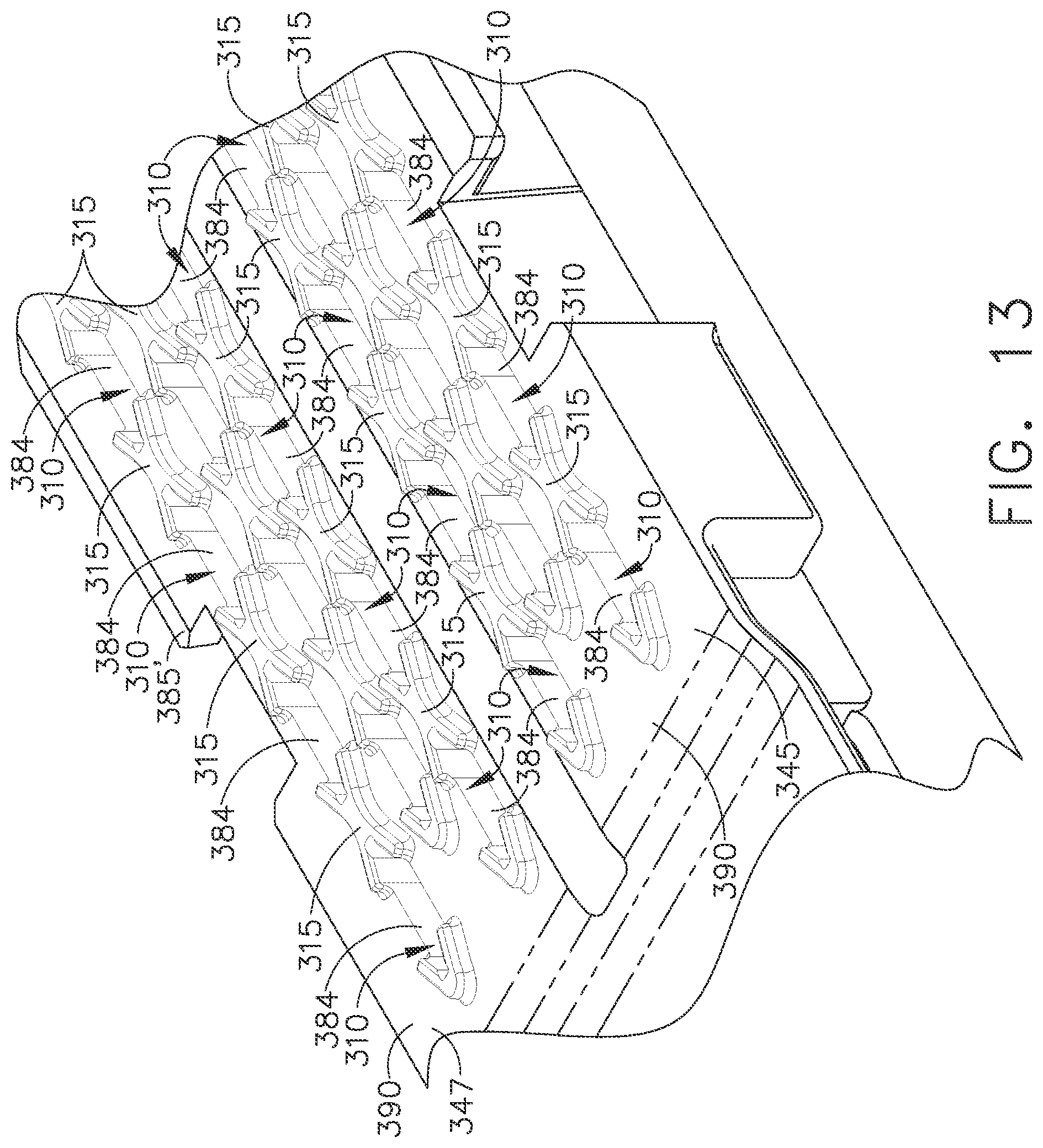 Patent US12324585 Figure 13 – Fastener cartridges including extensions having different configurations