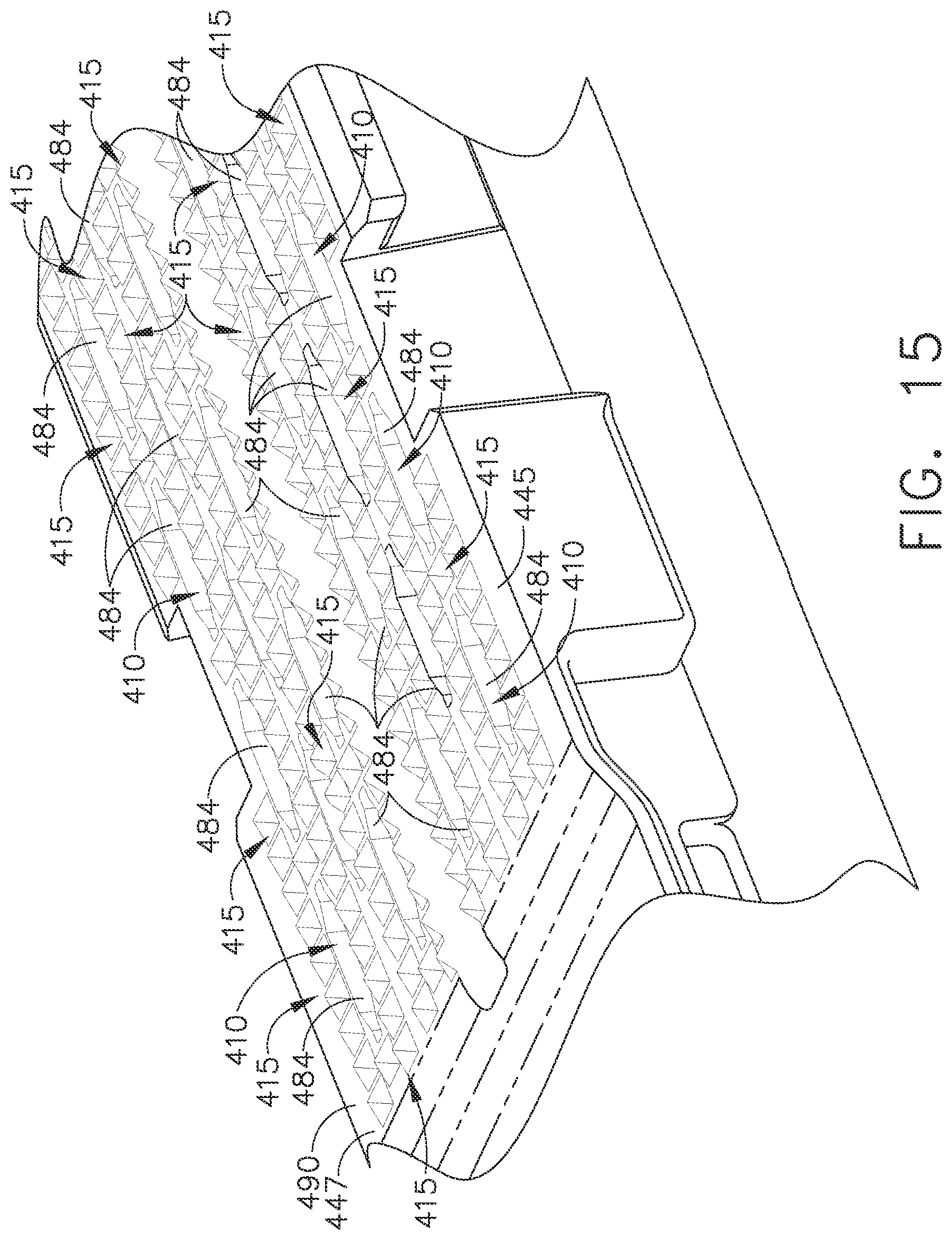 Patent US12324585 Figure 15 – Fastener cartridges including extensions having different configurations