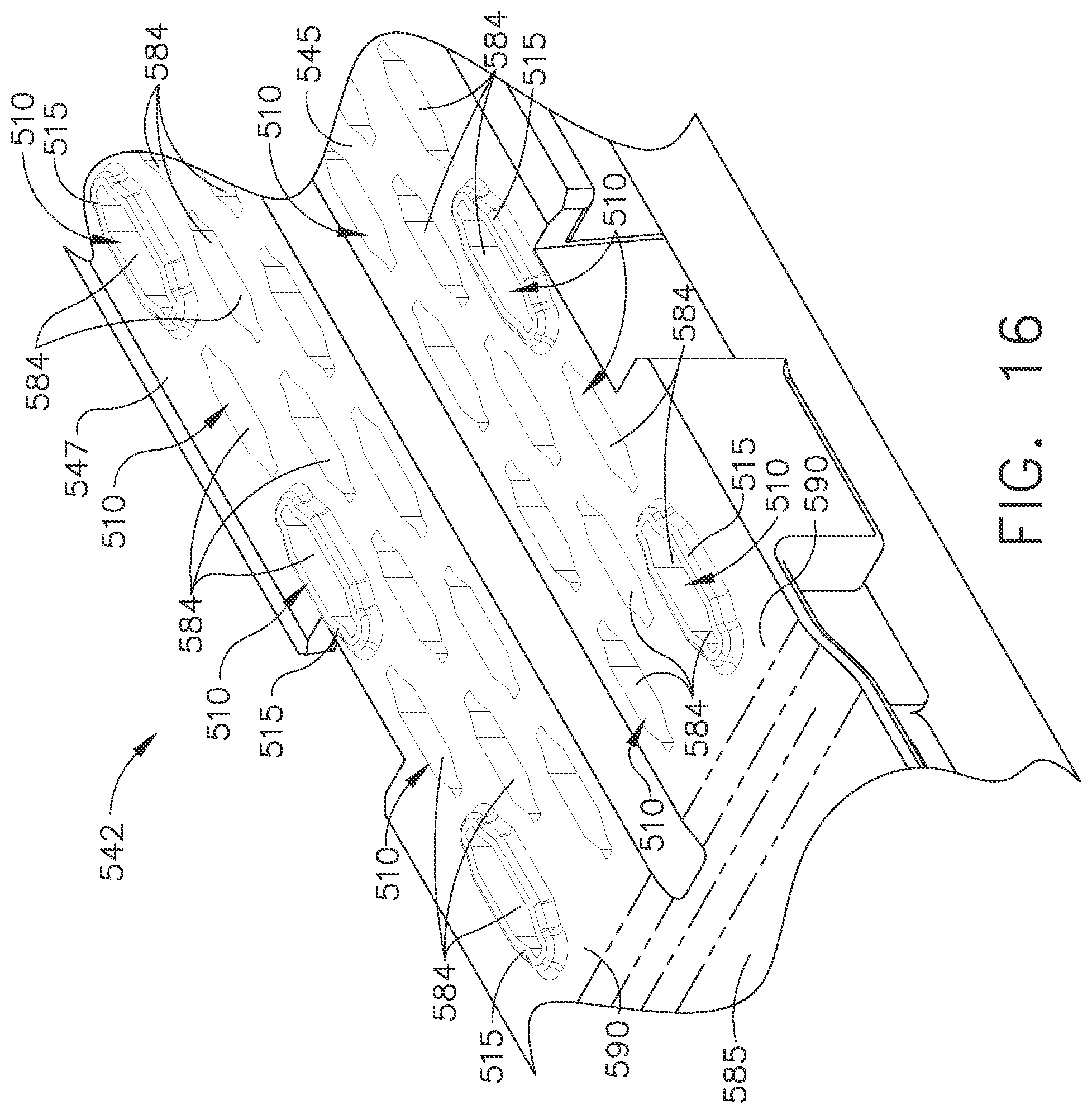 Patent US12324585 Figure 17 – Fastener cartridges including extensions having different configurations