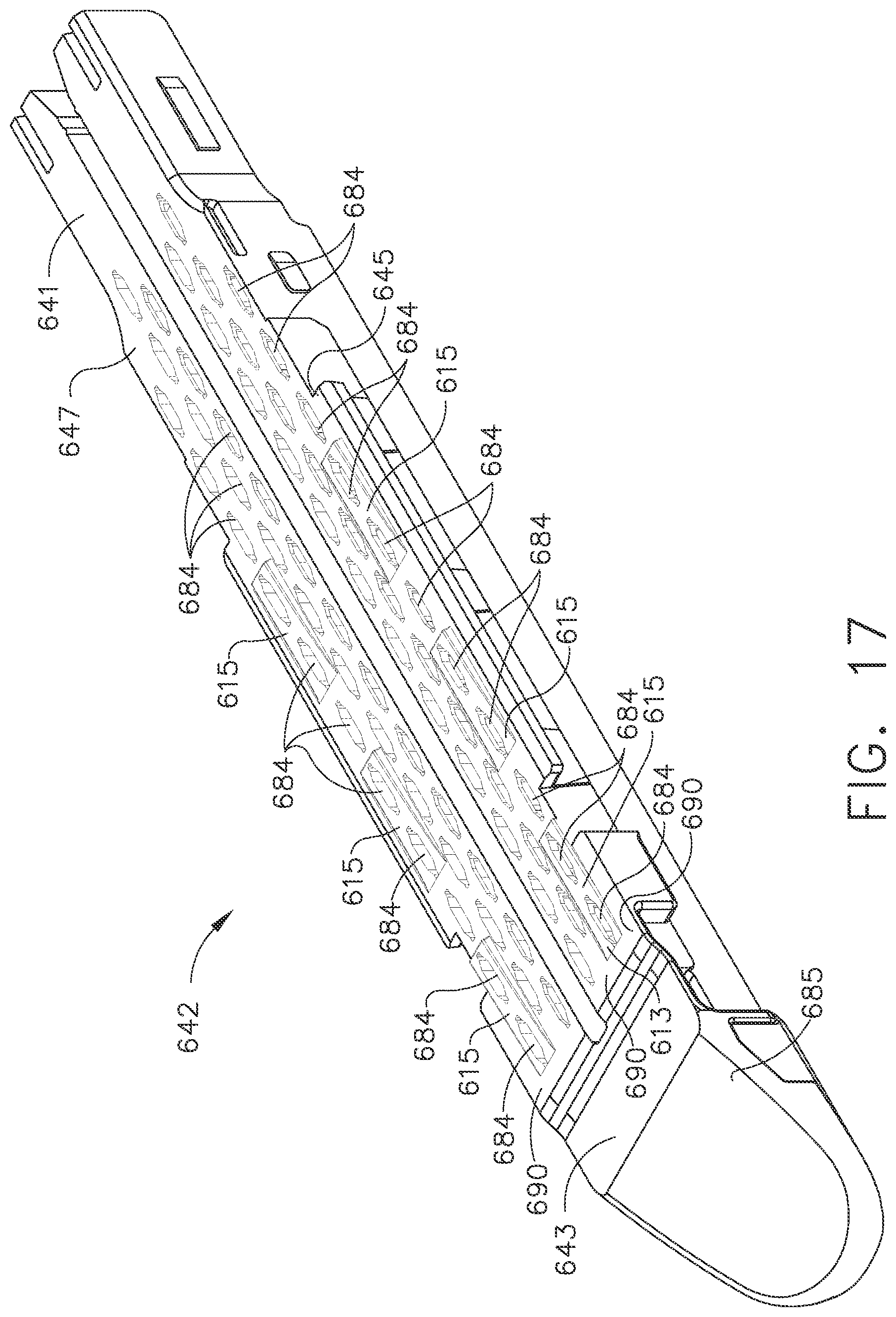 Patent US12324585 Figure 19 – Fastener cartridges including extensions having different configurations