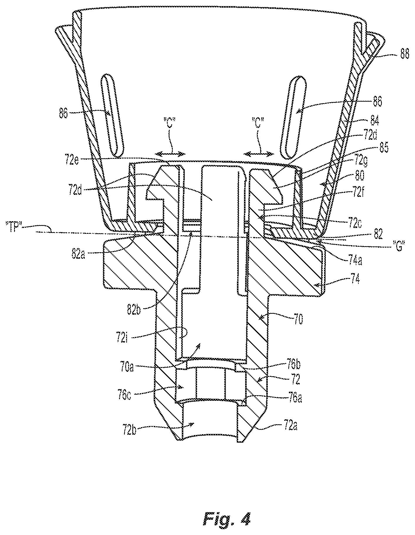 Patent US12324607 Figure 4 – Uterine manipulator with detachable cup and locking occluder