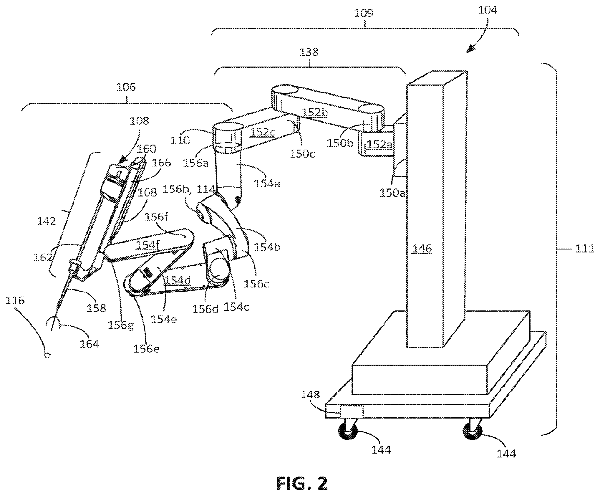 Patent US12324637 Figure 2 – Base positioning system for a controllable arm and related methods