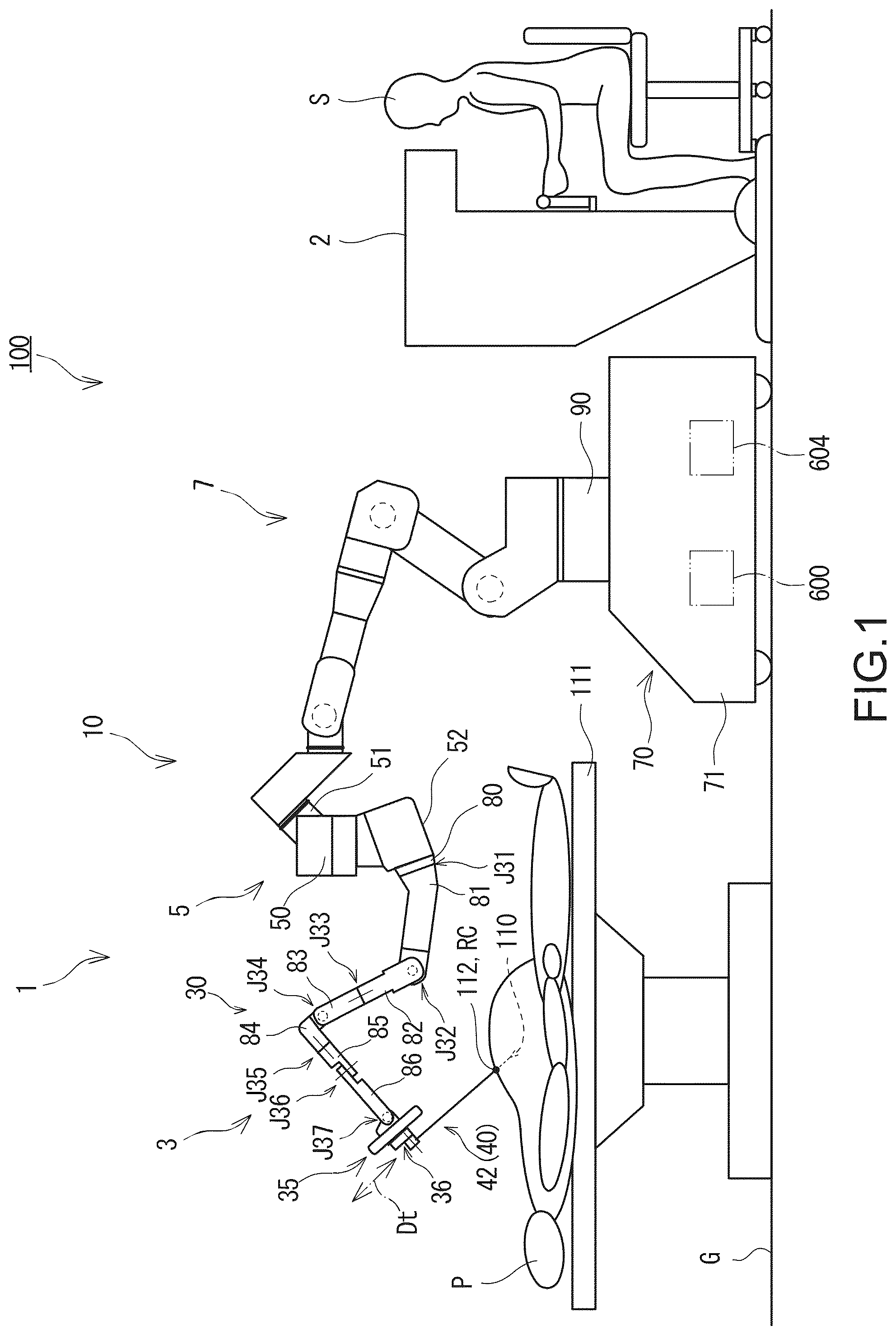 Patent US12324639 Figure 1 – Surgical system and method of controlling surgical manipulator arm