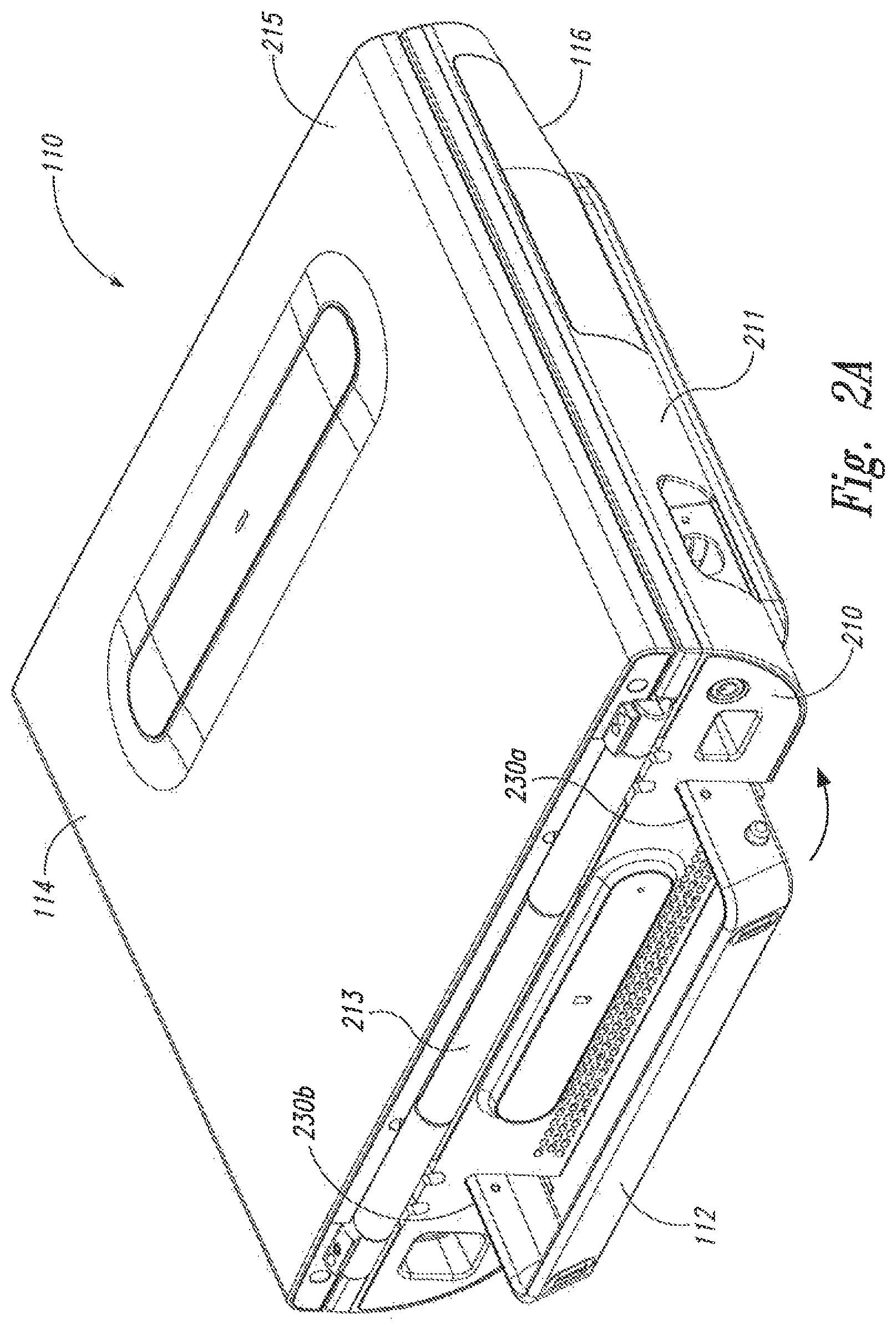 Patent US12324705 Figure 4 – Handle system for transport, dock retention and desktop positioning of a portable medical device