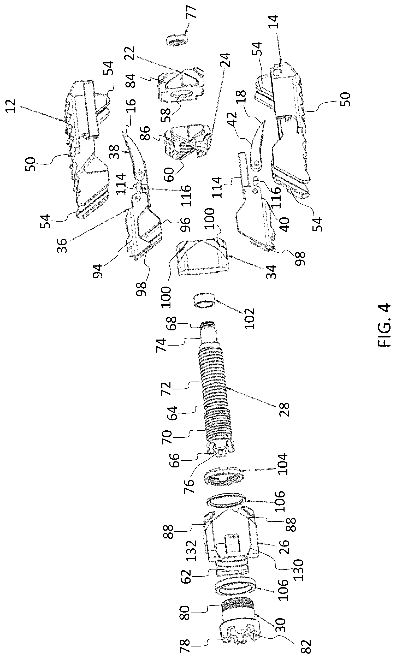 Patent US12324748 Figure 3 – Expandable fusion device with integrated deployable retention spikes