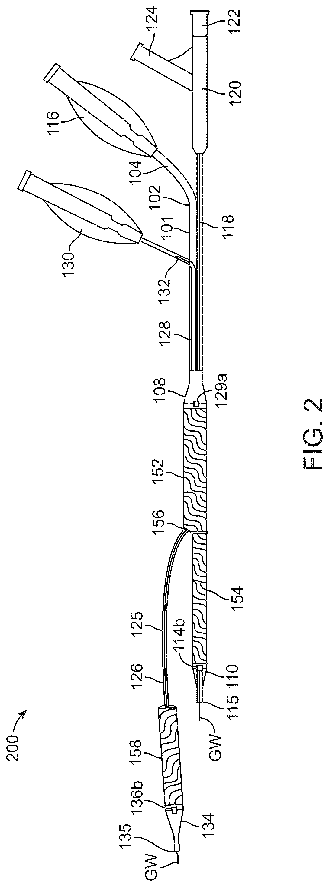 Patent US12324757 Figure 2 – Multi-stent and multi-balloon apparatus for treating bifurcations and methods of use