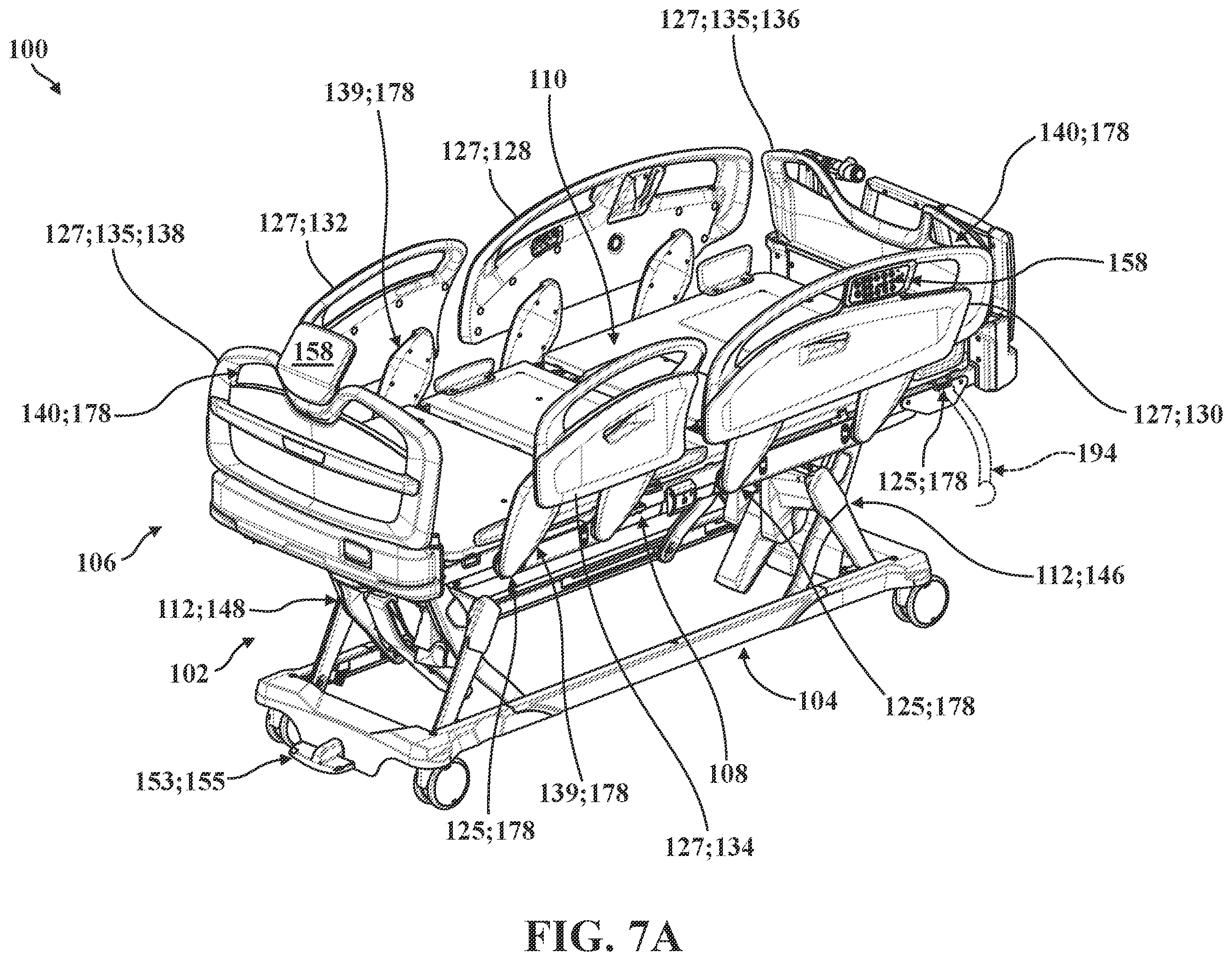 Patent US12324776 Figure 10 – Patient support apparatus for treating patients presenting behavioral health indicia