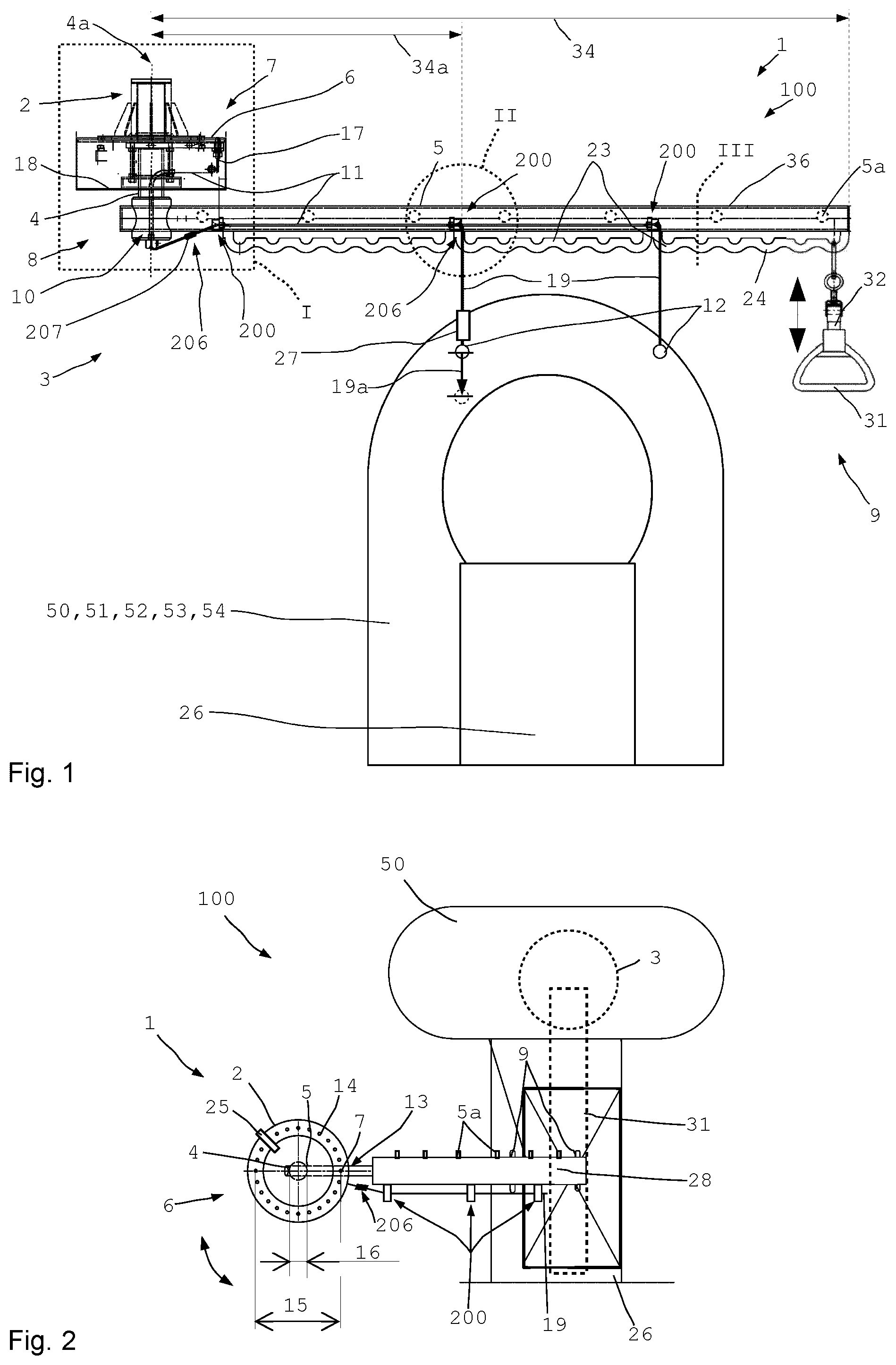 Patent US12324777 Figure 1 – Radiology holding unit for a radiology device