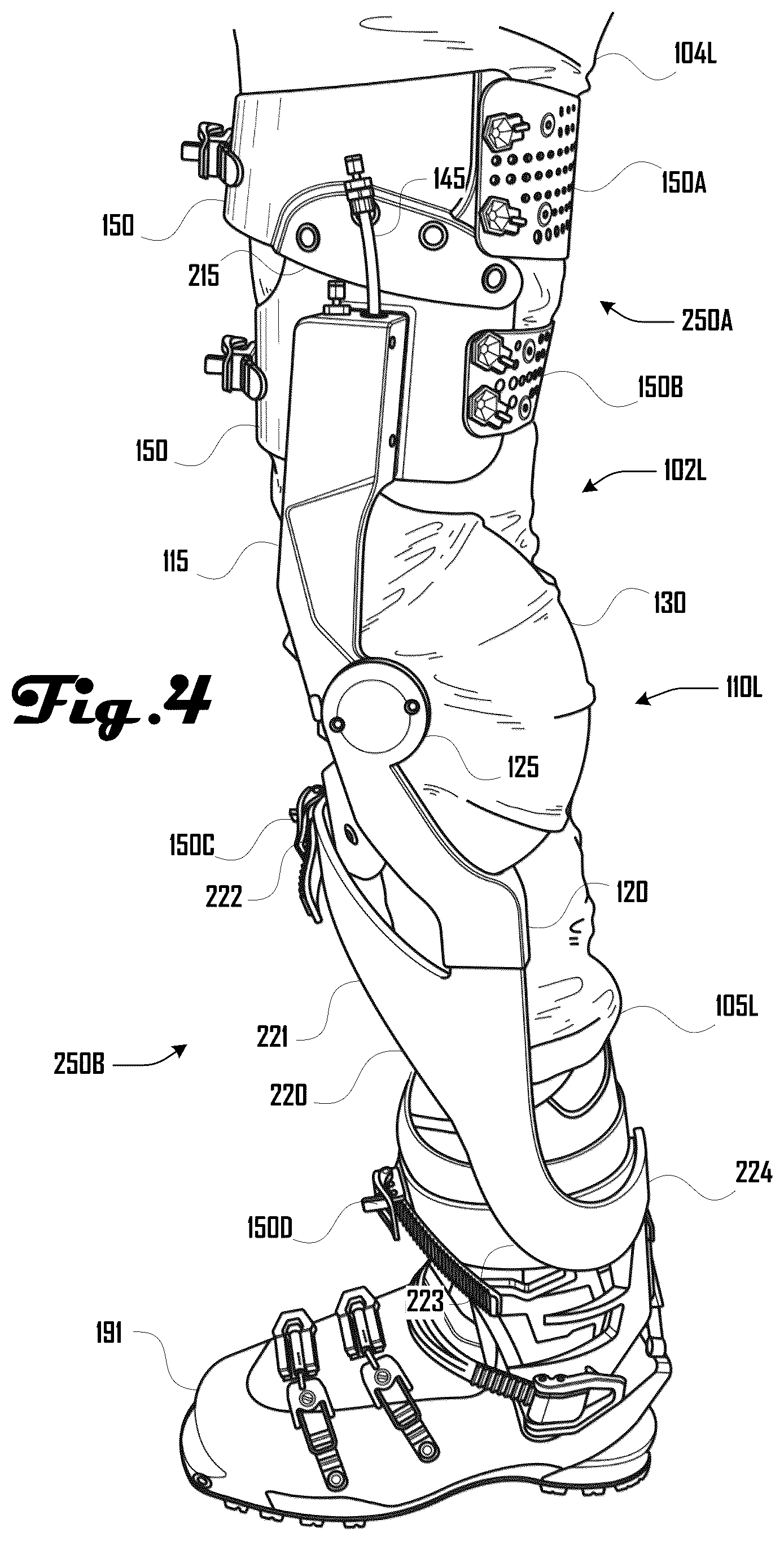 Patent US12324780 Figure 4 – Powered device to benefit a wearer during skiing