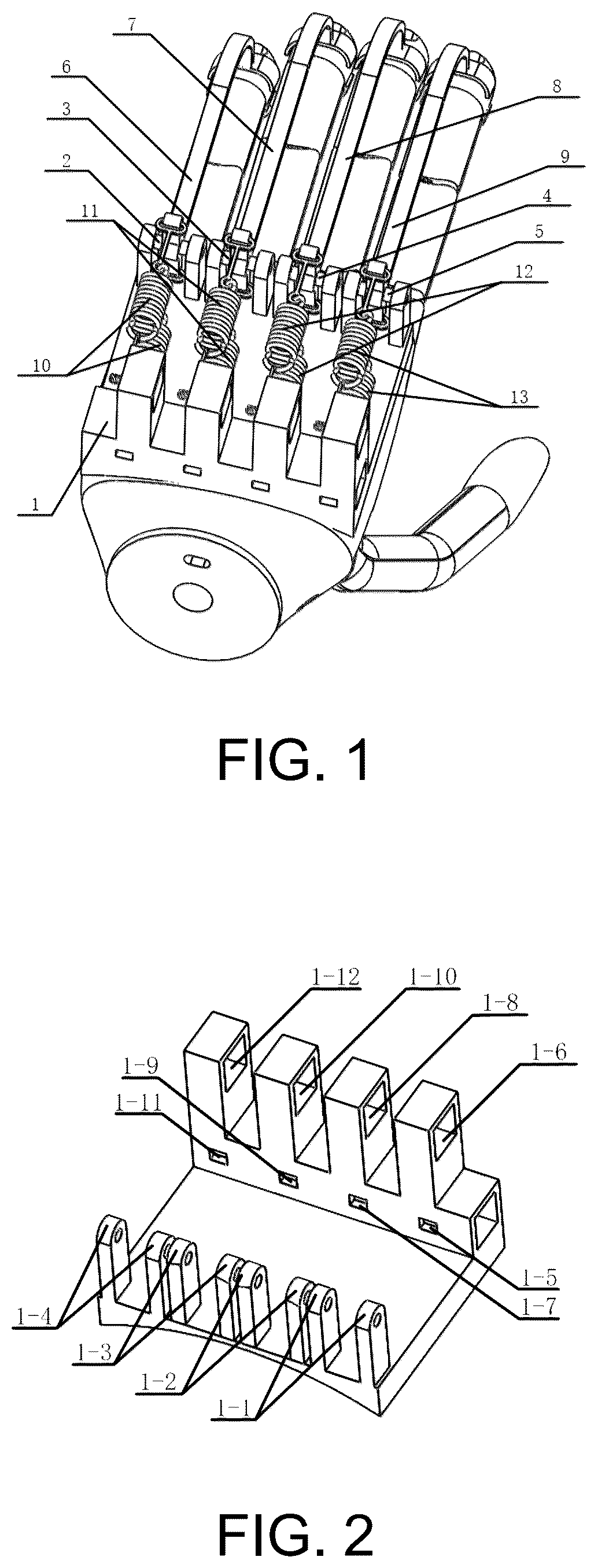 Patent US12324781 Figure 1 – Variable stiffness hand exoskeleton device based on antagonistic driving