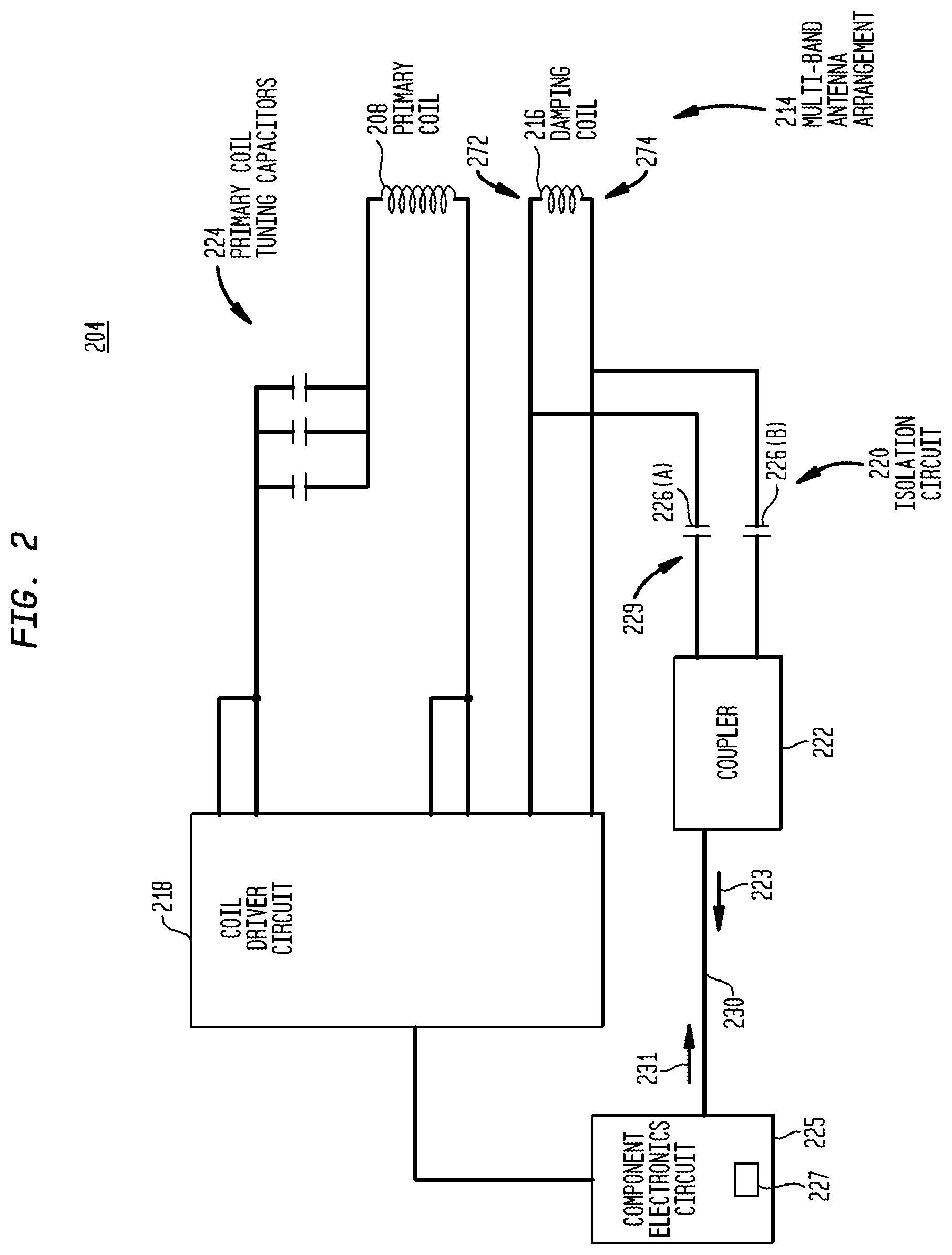 Patent US12324921 Figure 2 – Implantable medical device system with multi-band antenna arrangement