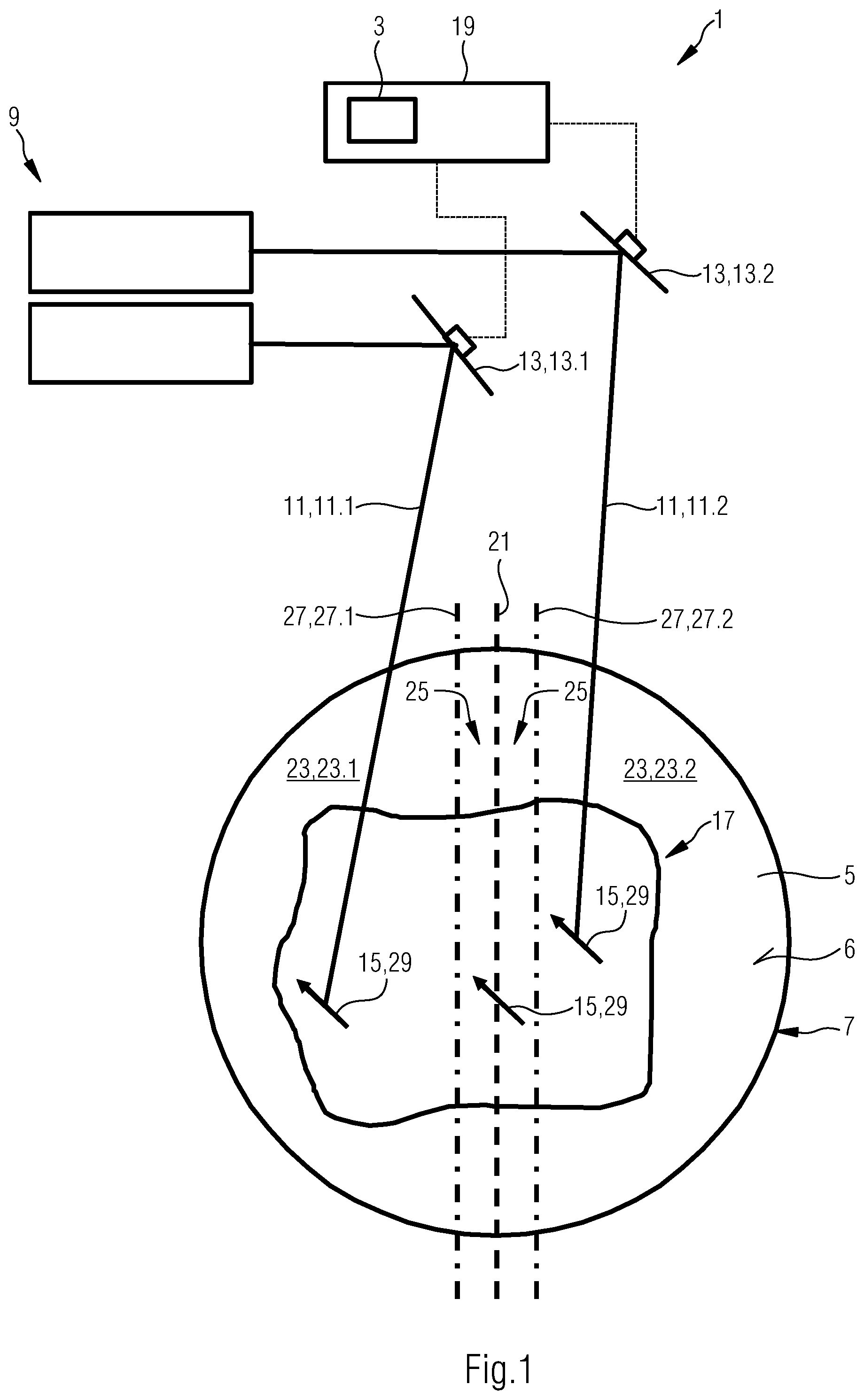 Patent US12324932 Figure 1 – Method and planning device for planning a locally selective irradiation of a working area, computer program, method and manufacturing device for additively manufacturing an object from a powder material