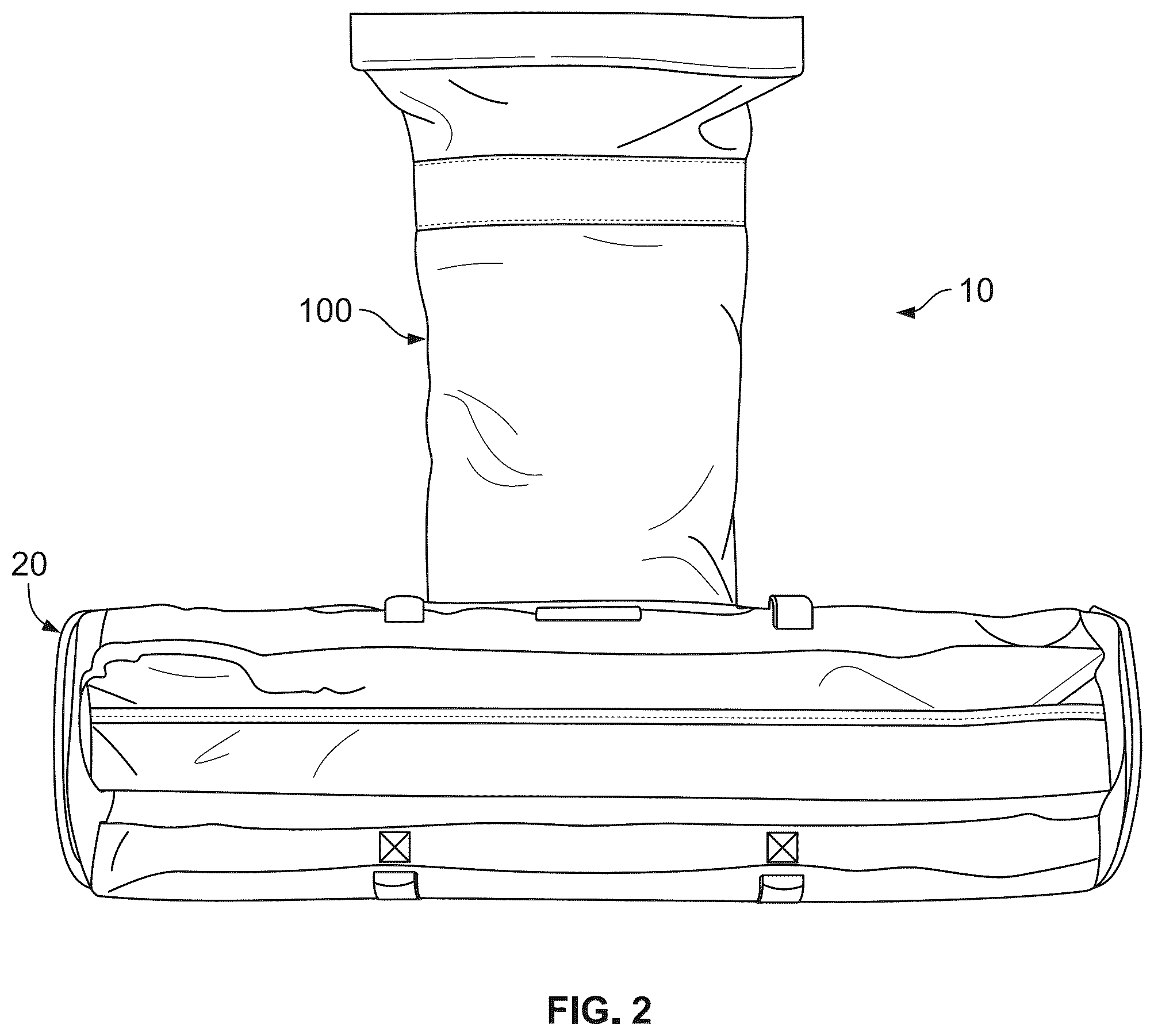 Patent US12324942 Figure 2 – Exercise bag system with multi-locking closure system