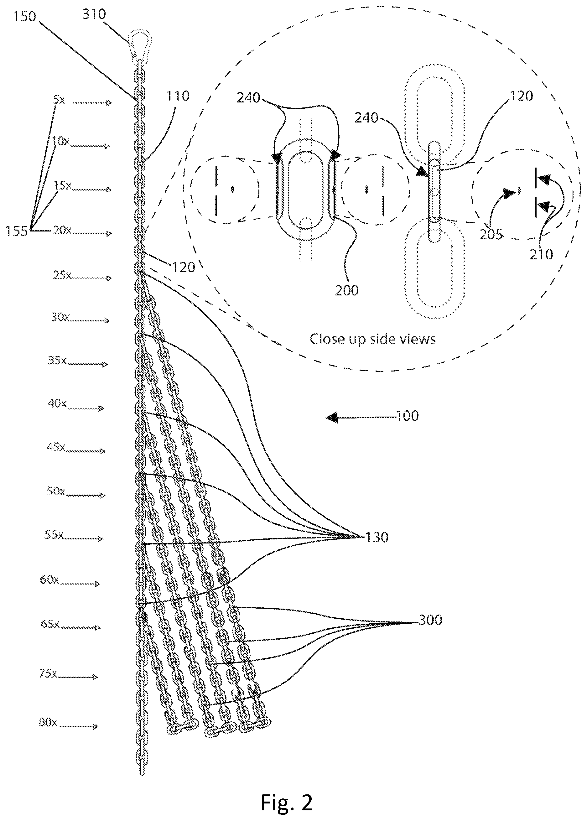 Patent US12324943 Figure 2 – Weight training chain apparatus and method of use