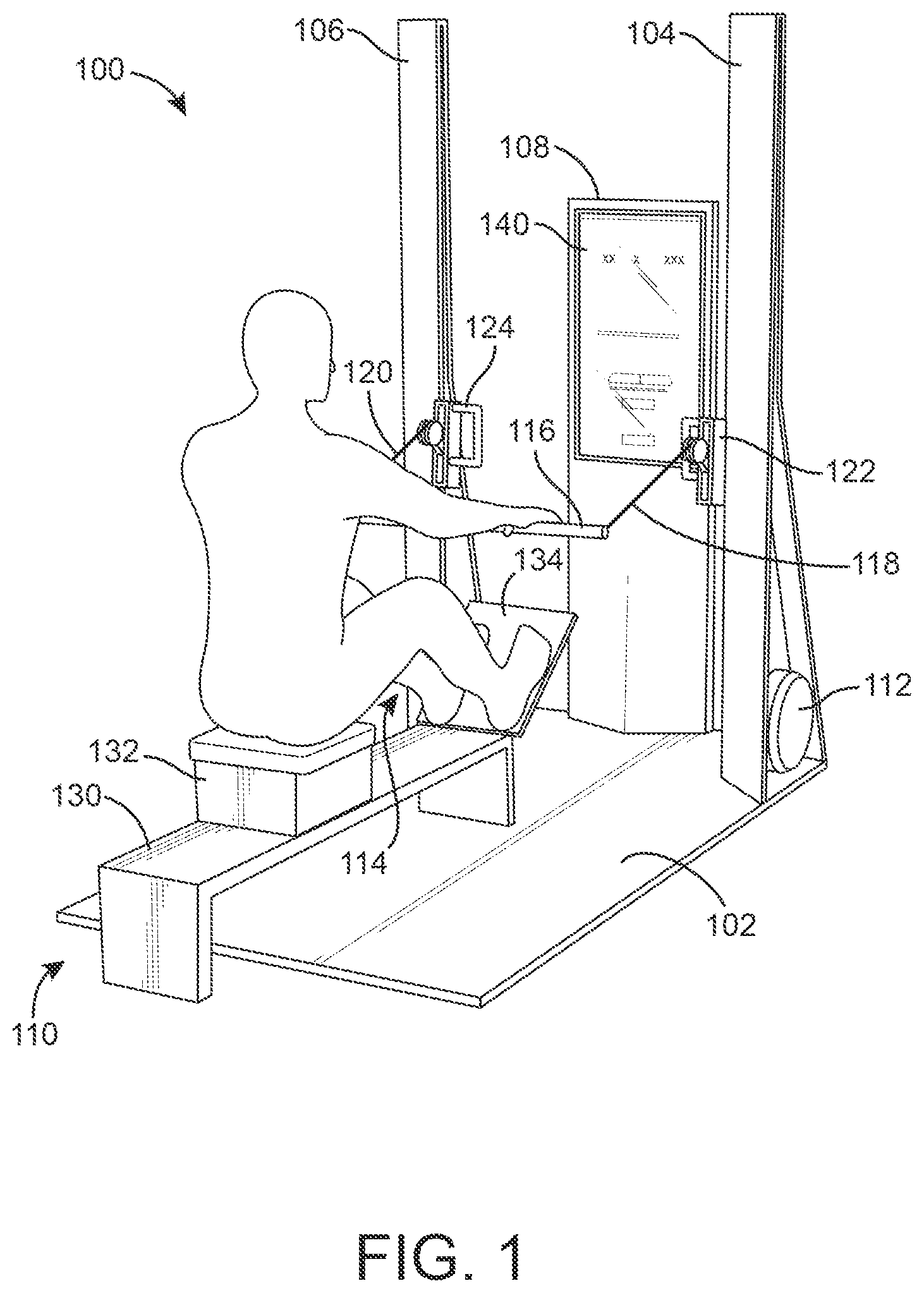 Patent US12324950 Figure 1 – Motorized paddling simulator