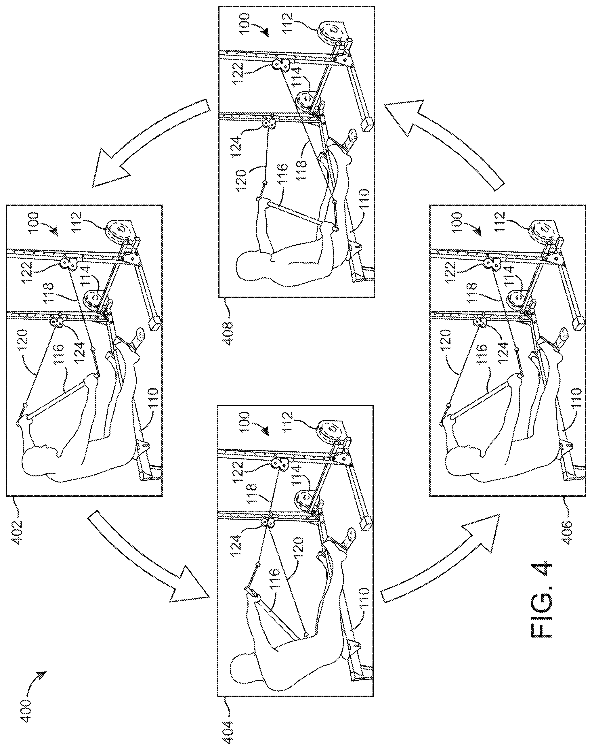 Patent US12324950 Figure 4 – Motorized paddling simulator