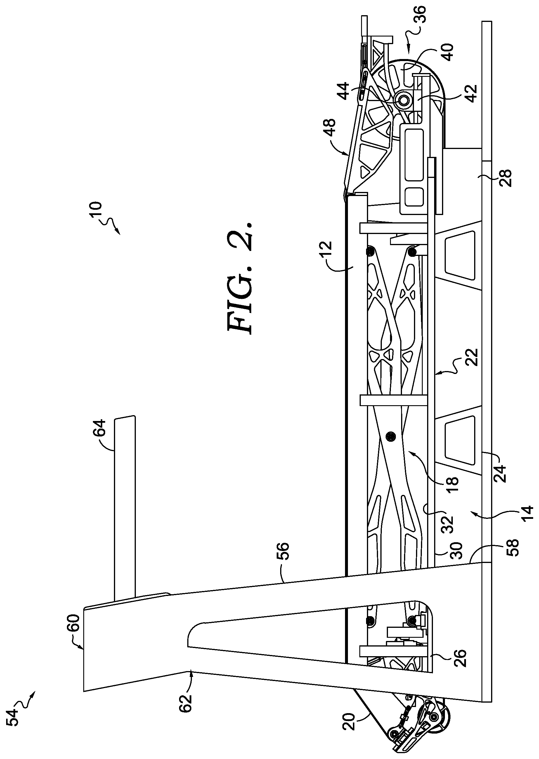 Patent US12324952 Figure 2 – Treadmill with vertically displaceable platform