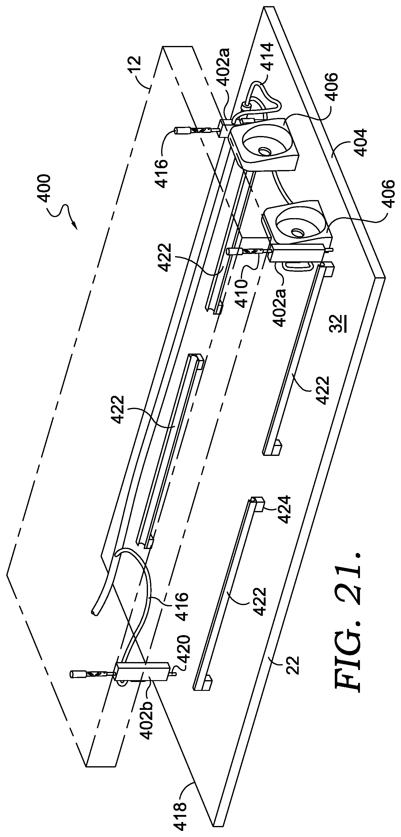 Patent US12324952 Figure 13 – Treadmill with vertically displaceable platform
