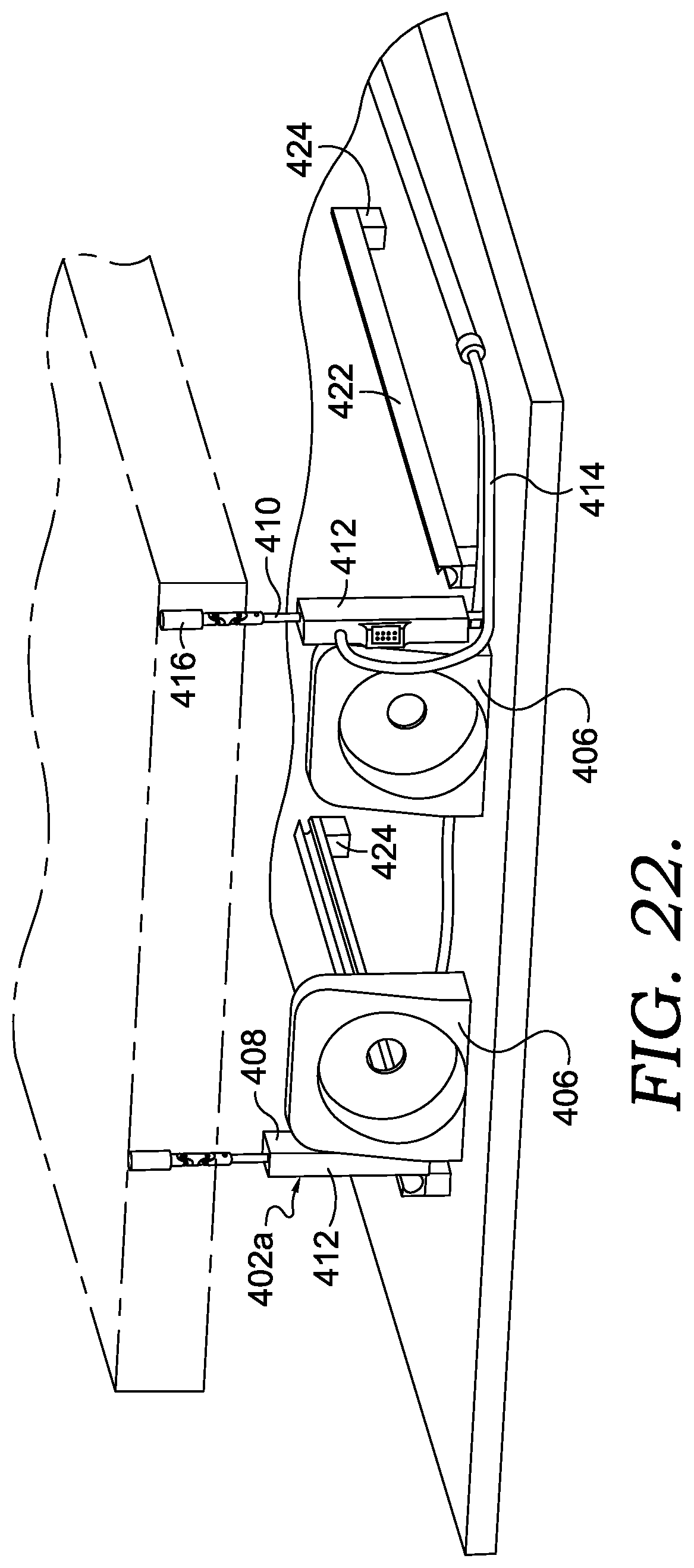 Patent US12324952 Figure 14 – Treadmill with vertically displaceable platform