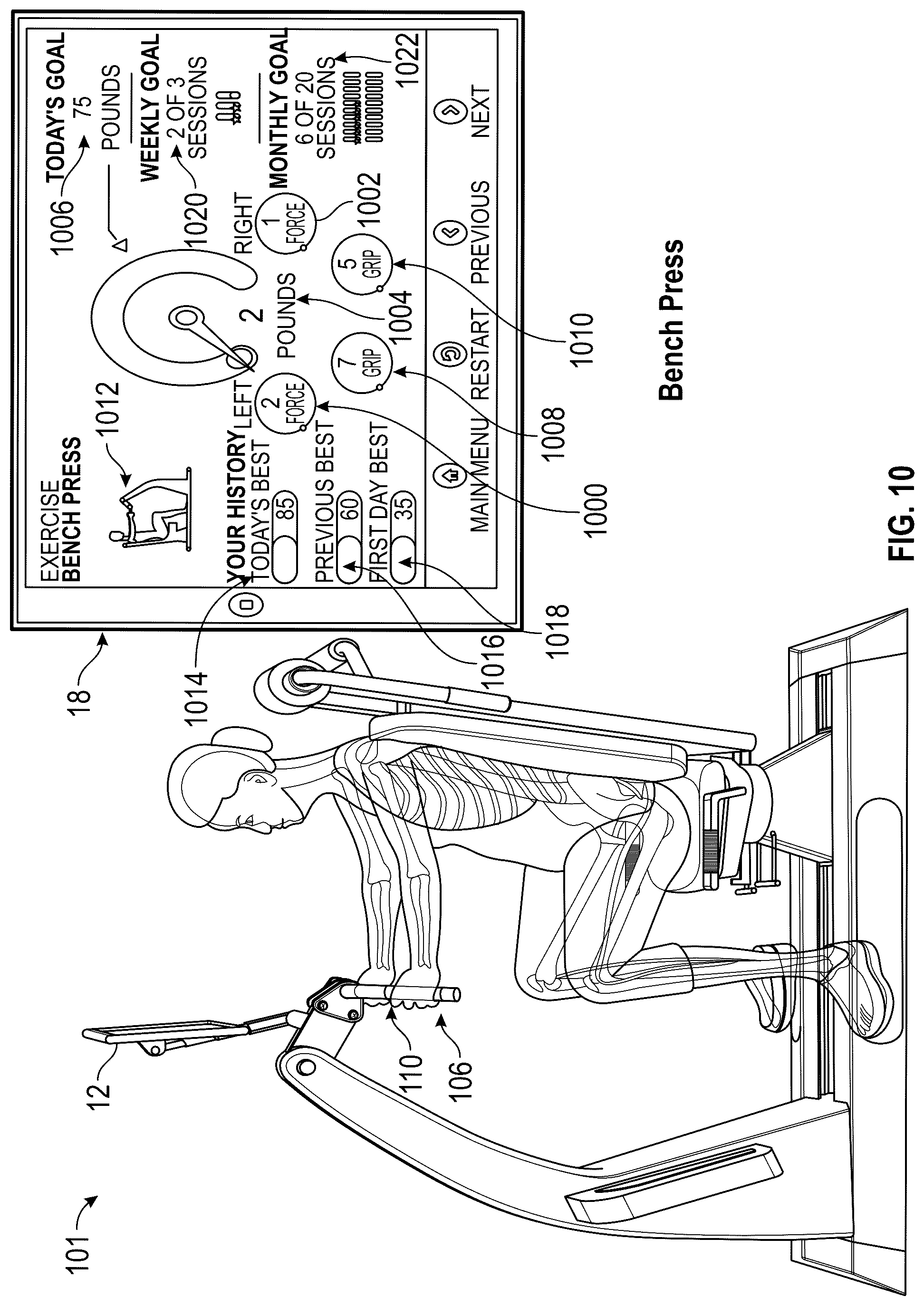 Patent US12324961 Figure 10 – Method and system for using artificial intelligence to present a user interface representing a user's progress in various domains