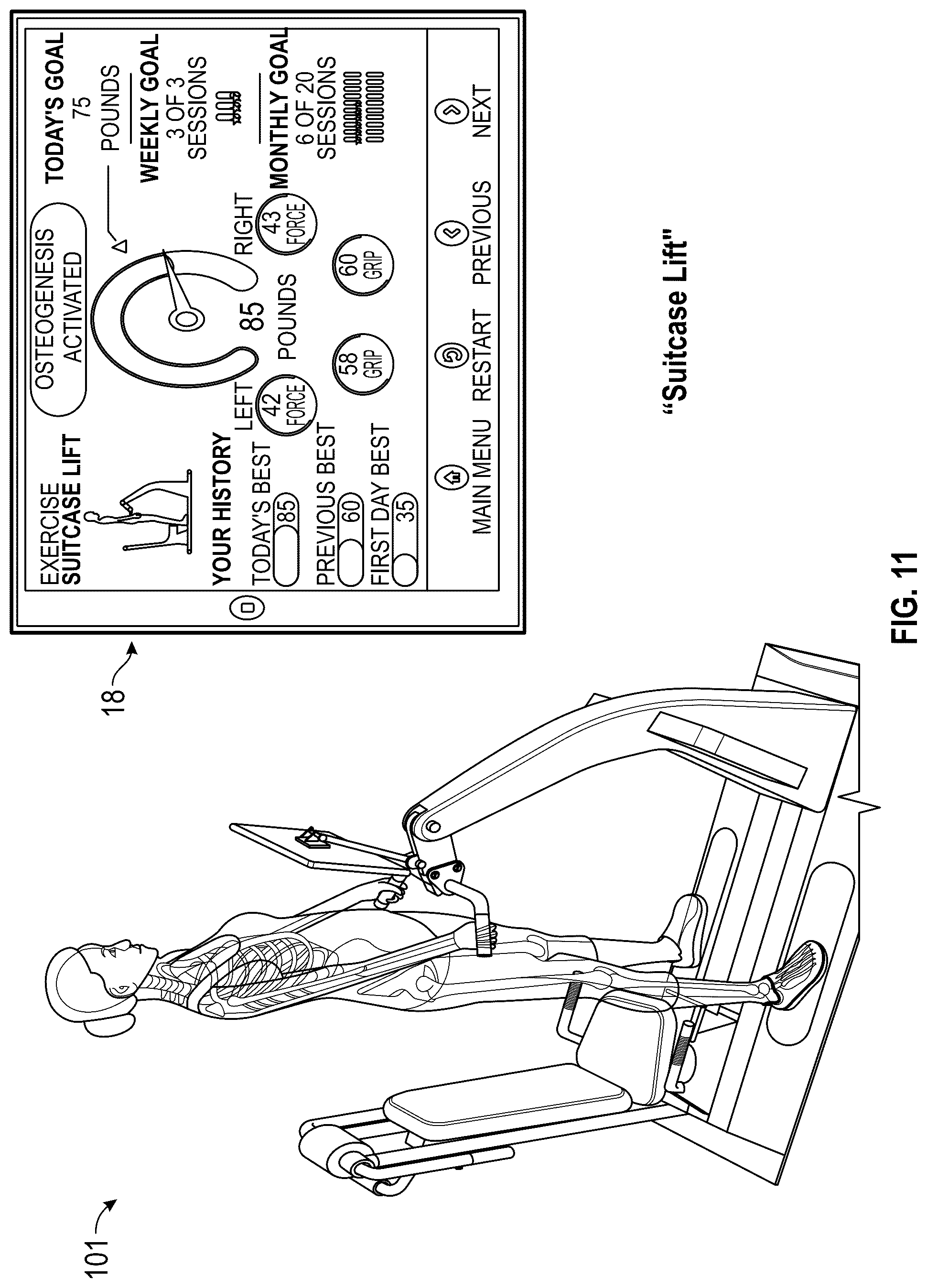 Patent US12324961 Figure 11 – Method and system for using artificial intelligence to present a user interface representing a user's progress in various domains