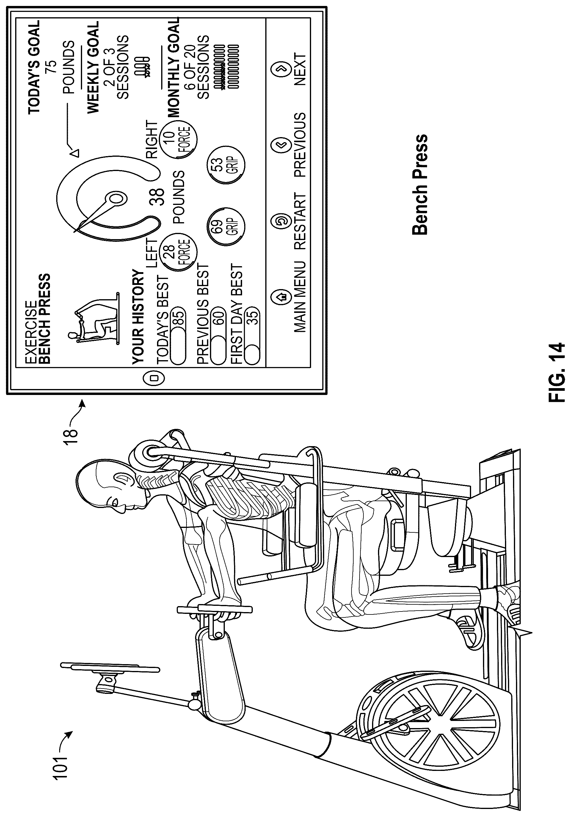 Patent US12324961 Figure 14 – Method and system for using artificial intelligence to present a user interface representing a user's progress in various domains