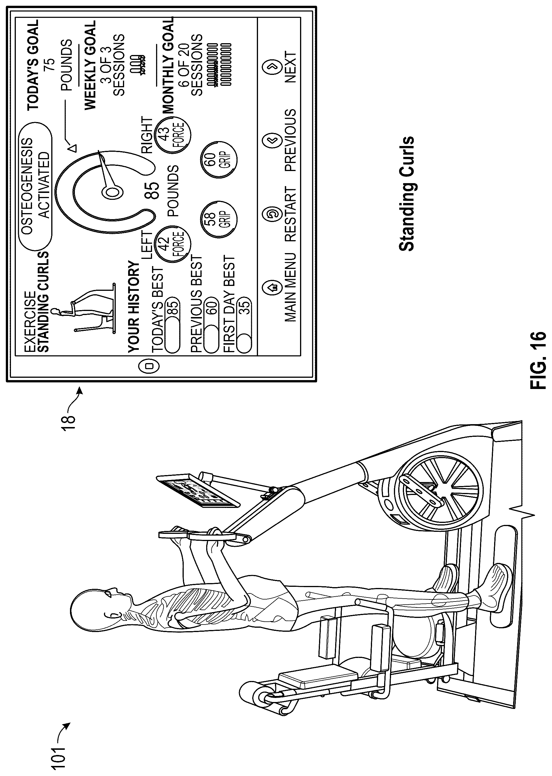 Patent US12324961 Figure 16 – Method and system for using artificial intelligence to present a user interface representing a user's progress in various domains