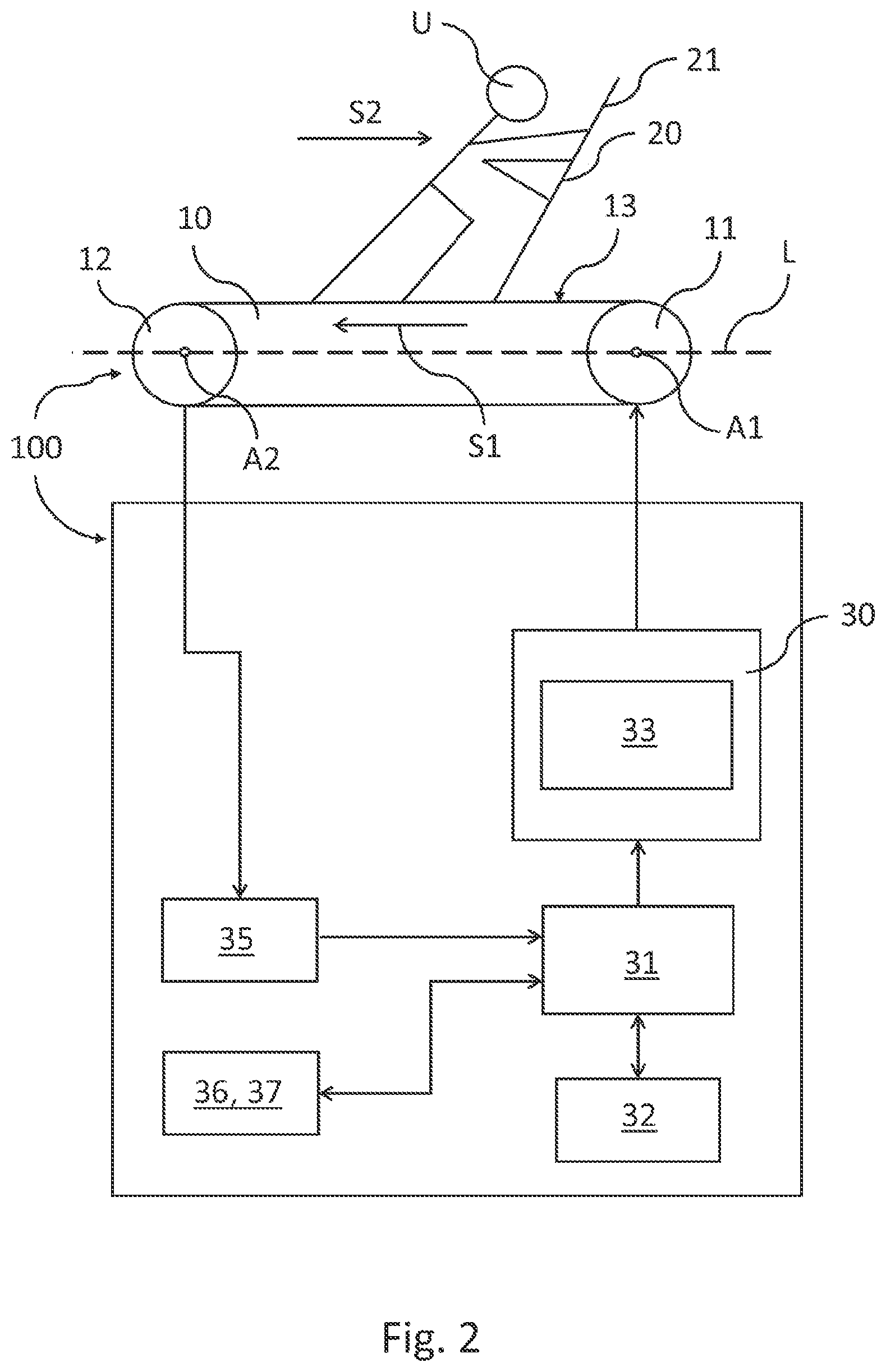 Patent US12324962 Figure 2 – Method for estimating a maximum power value generatable by a user during a resistance training exercise on an exercise machine and exercise machine able to implement said method