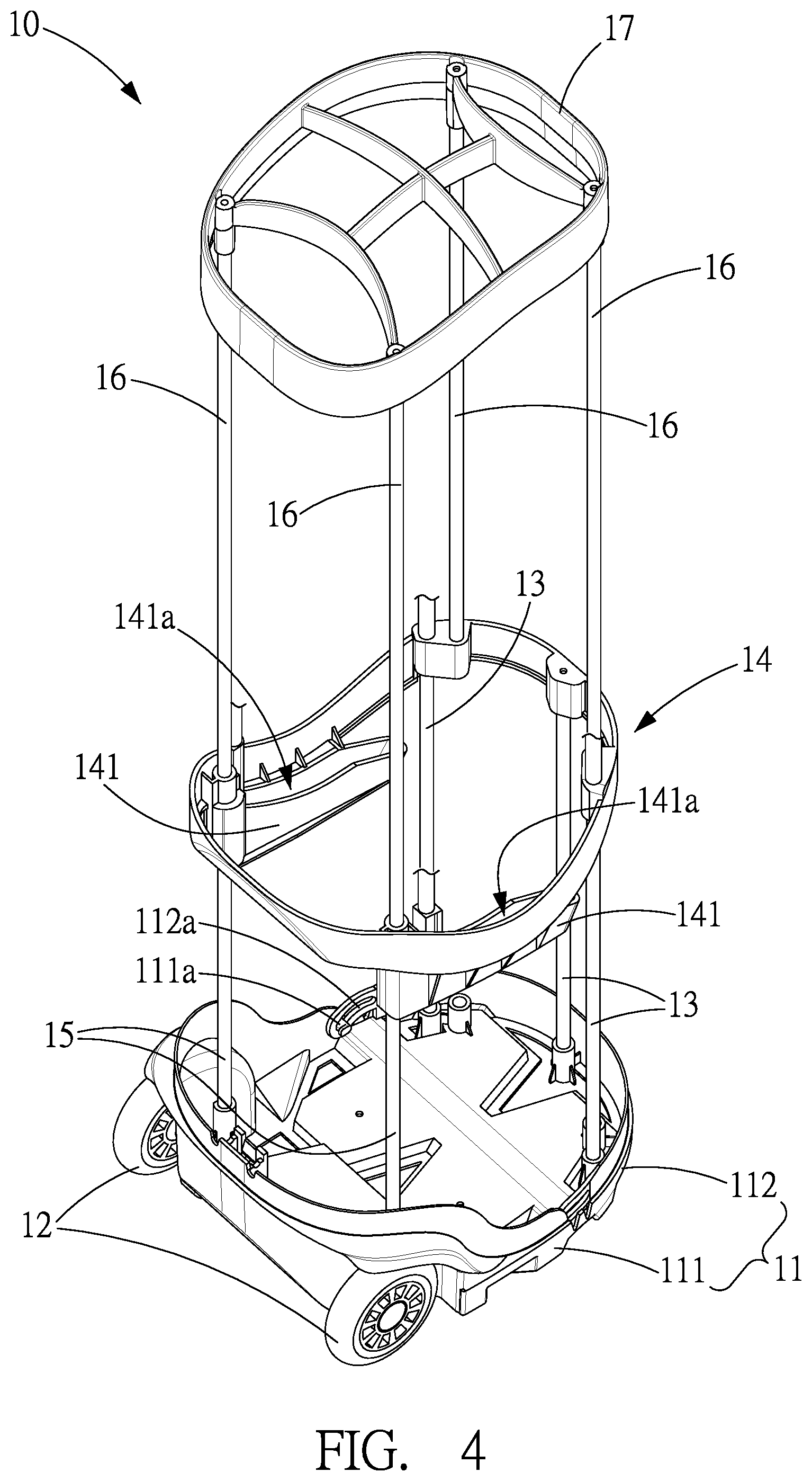 Patent US12324968 Figure 4 – Golf bag with retractable cover