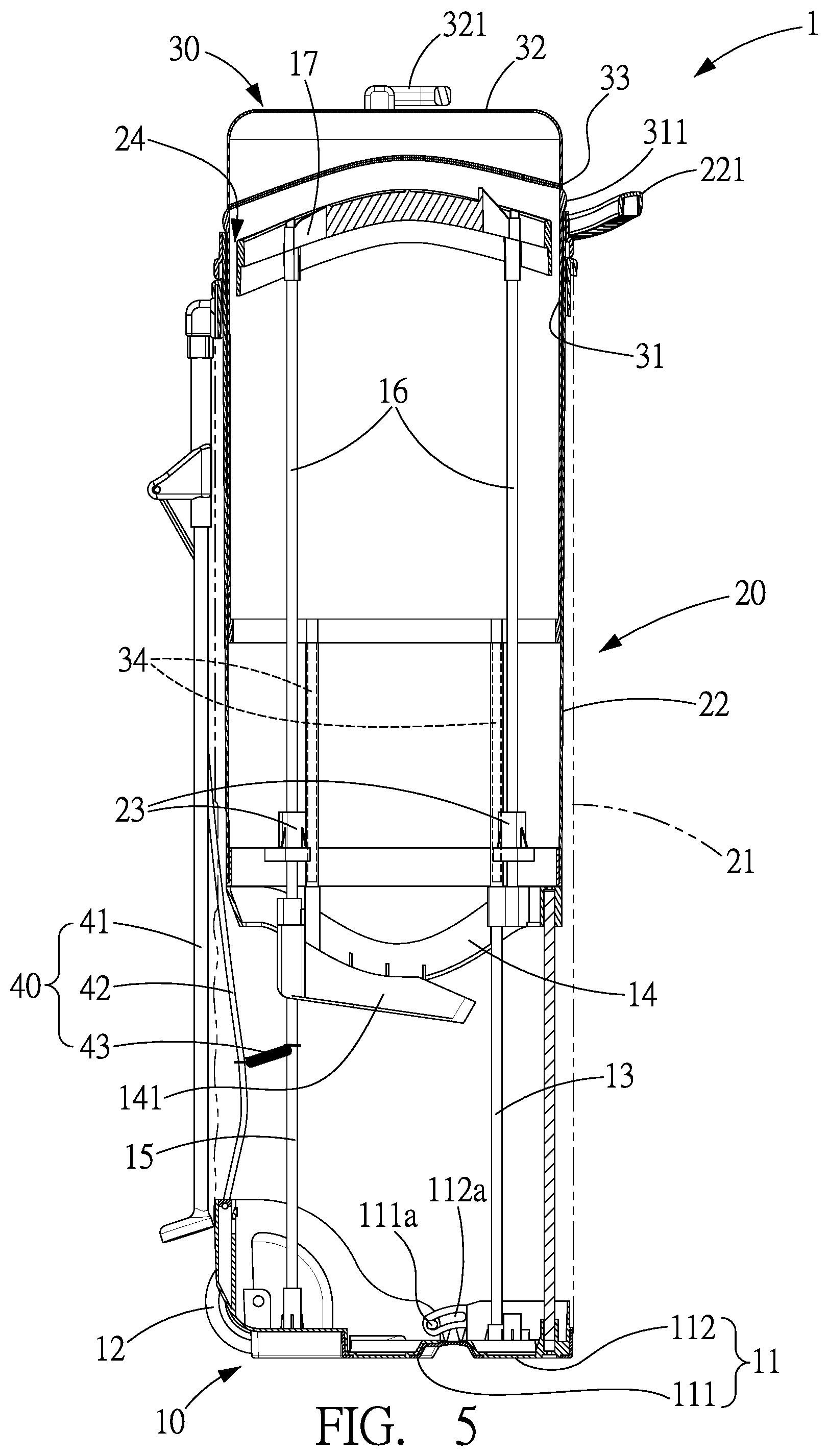 Patent US12324968 Figure 5 – Golf bag with retractable cover