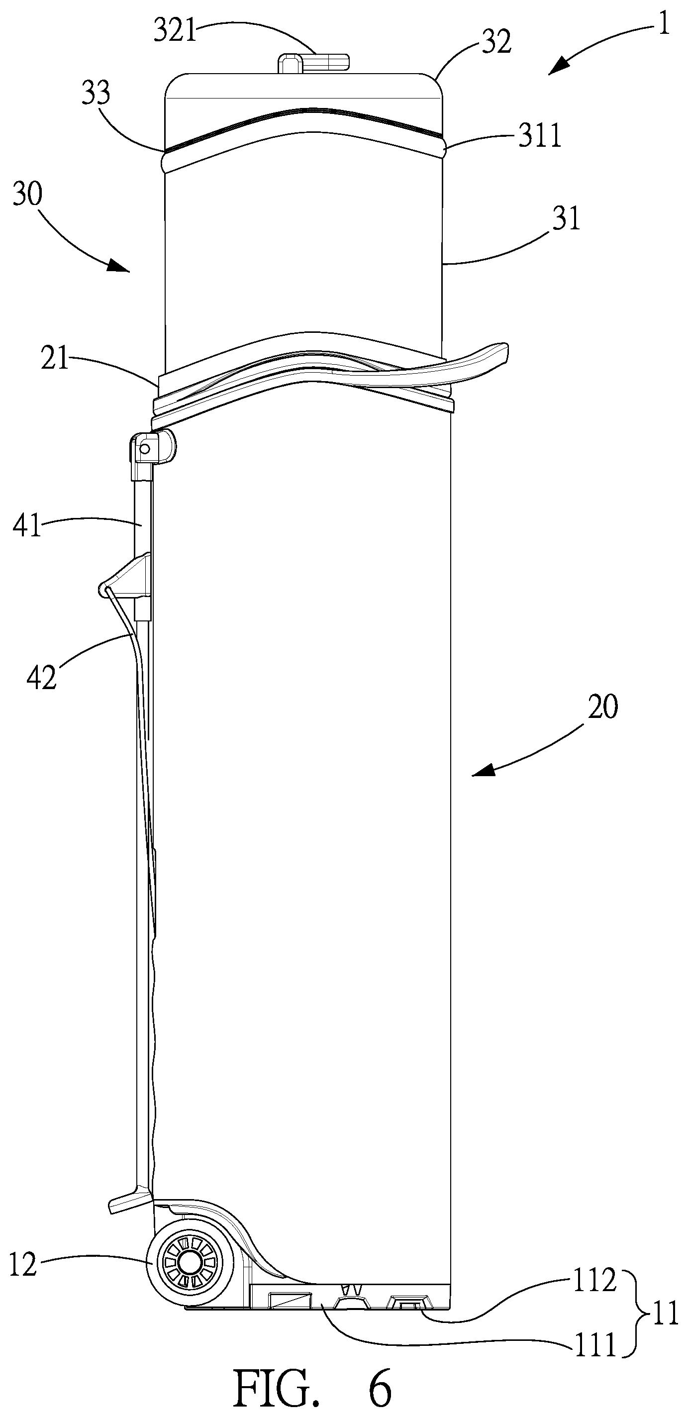 Patent US12324968 Figure 6 – Golf bag with retractable cover