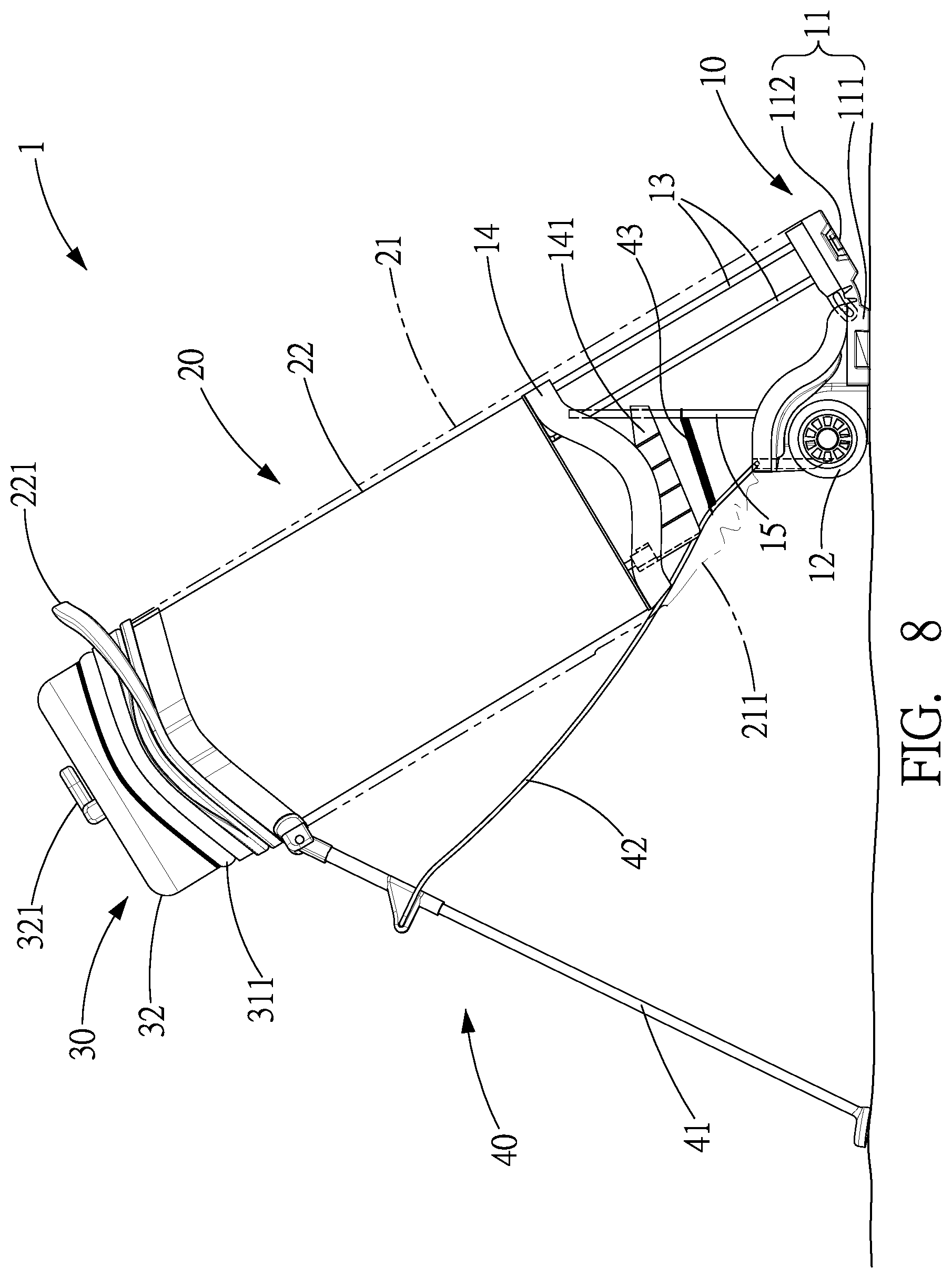 Patent US12324968 Figure 8 – Golf bag with retractable cover