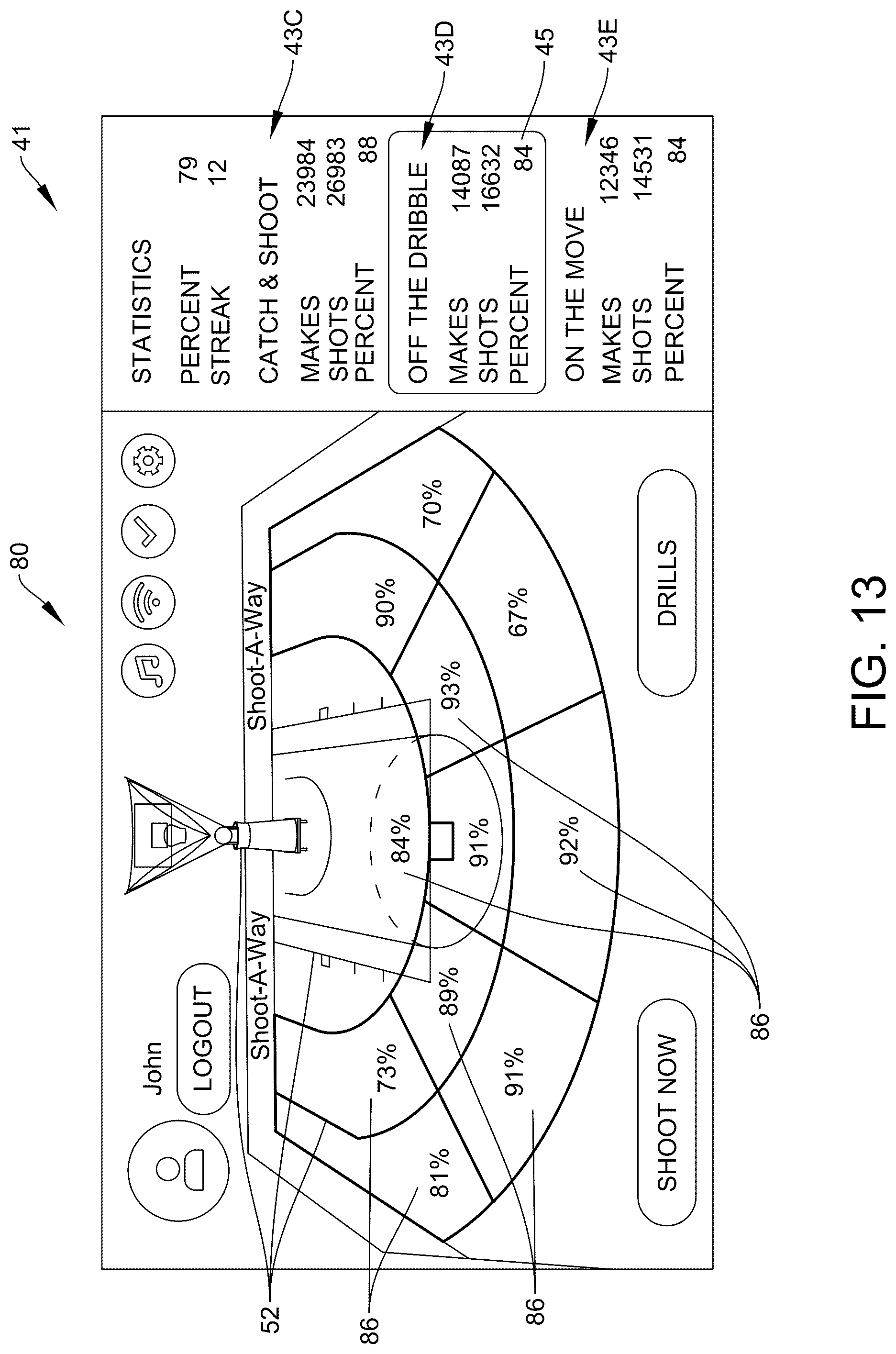 Patent US12324971 Figure 15 – Basketball practice machine, system, and method with multi-machine performance tracking
