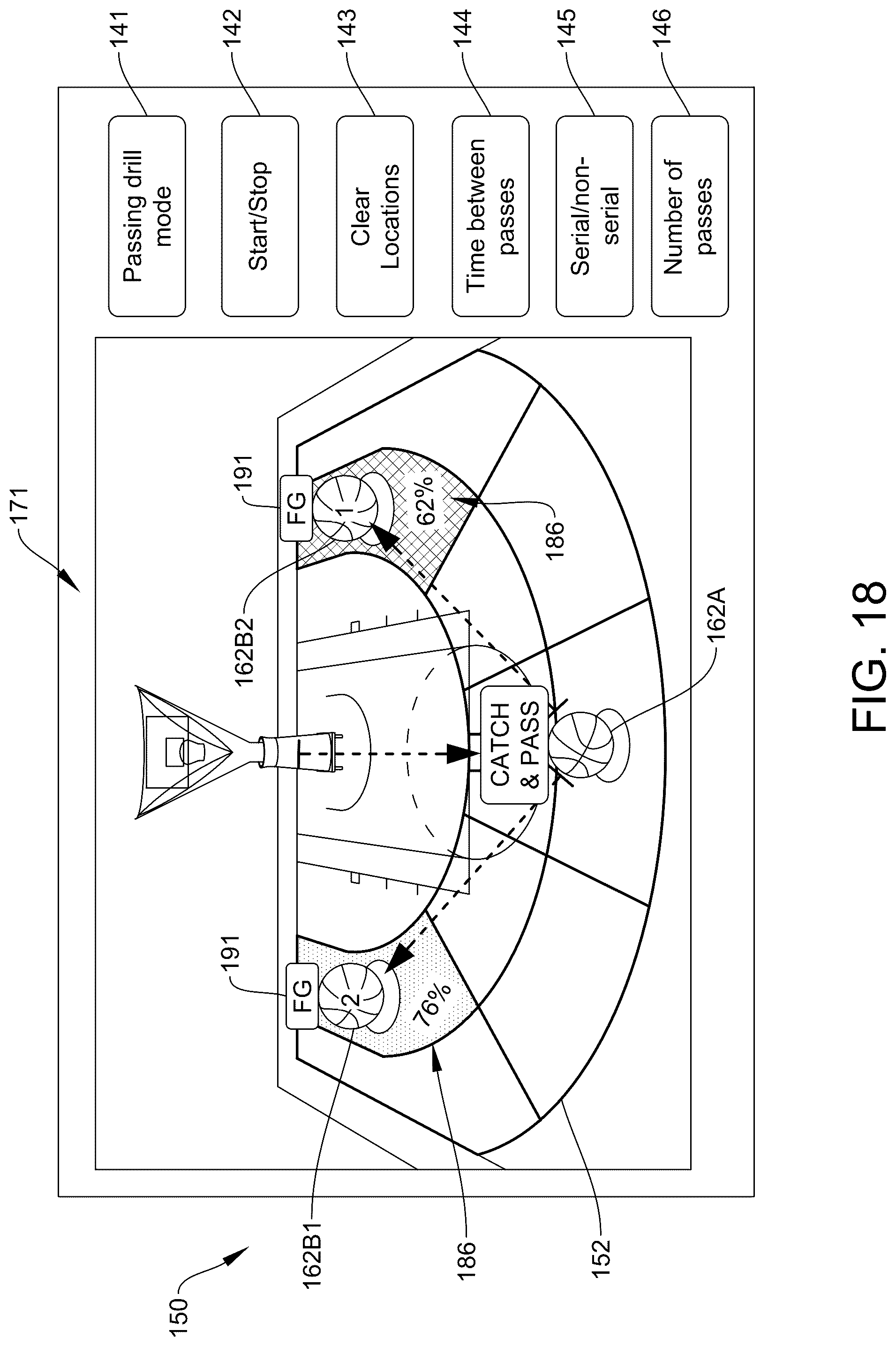 Patent US12324971 Figure 20 – Basketball practice machine, system, and method with multi-machine performance tracking