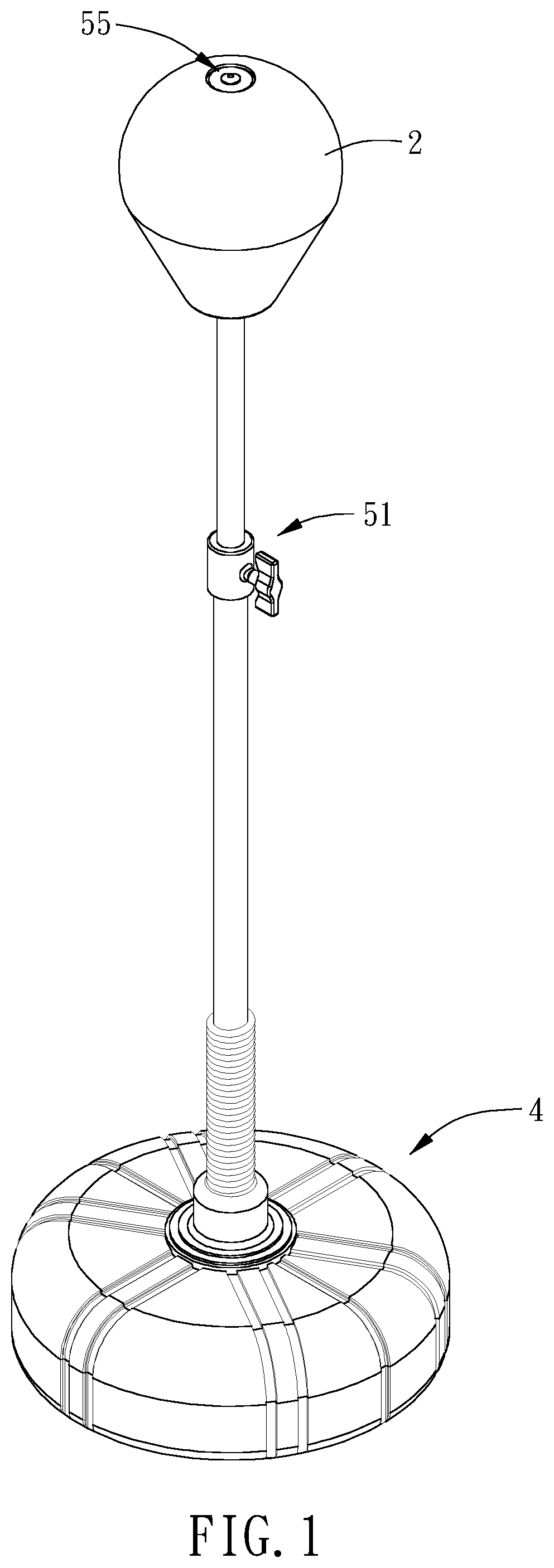 Patent US12324972 Figure 1 – Explosion-proof hitting ball and training device including the same