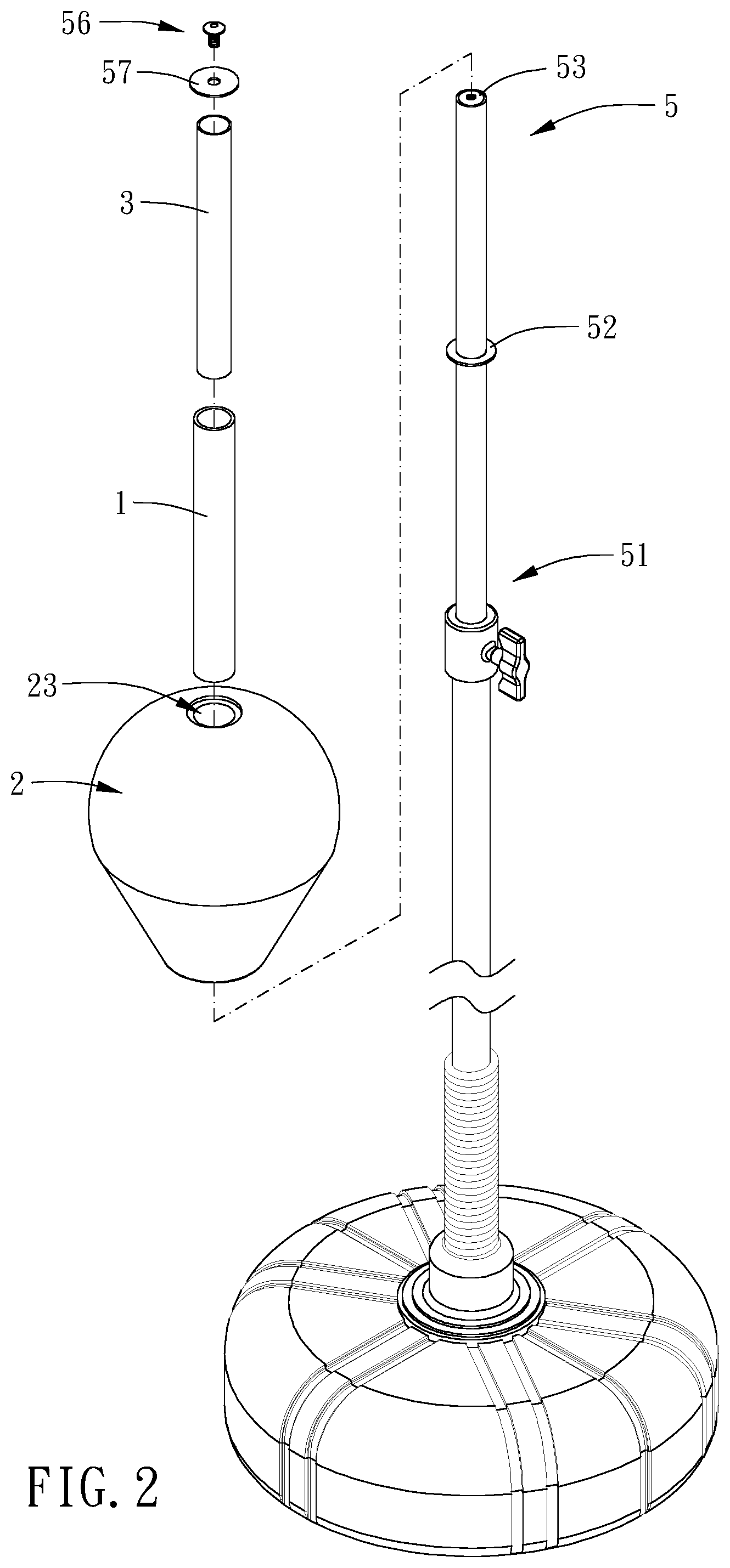 Patent US12324972 Figure 2 – Explosion-proof hitting ball and training device including the same