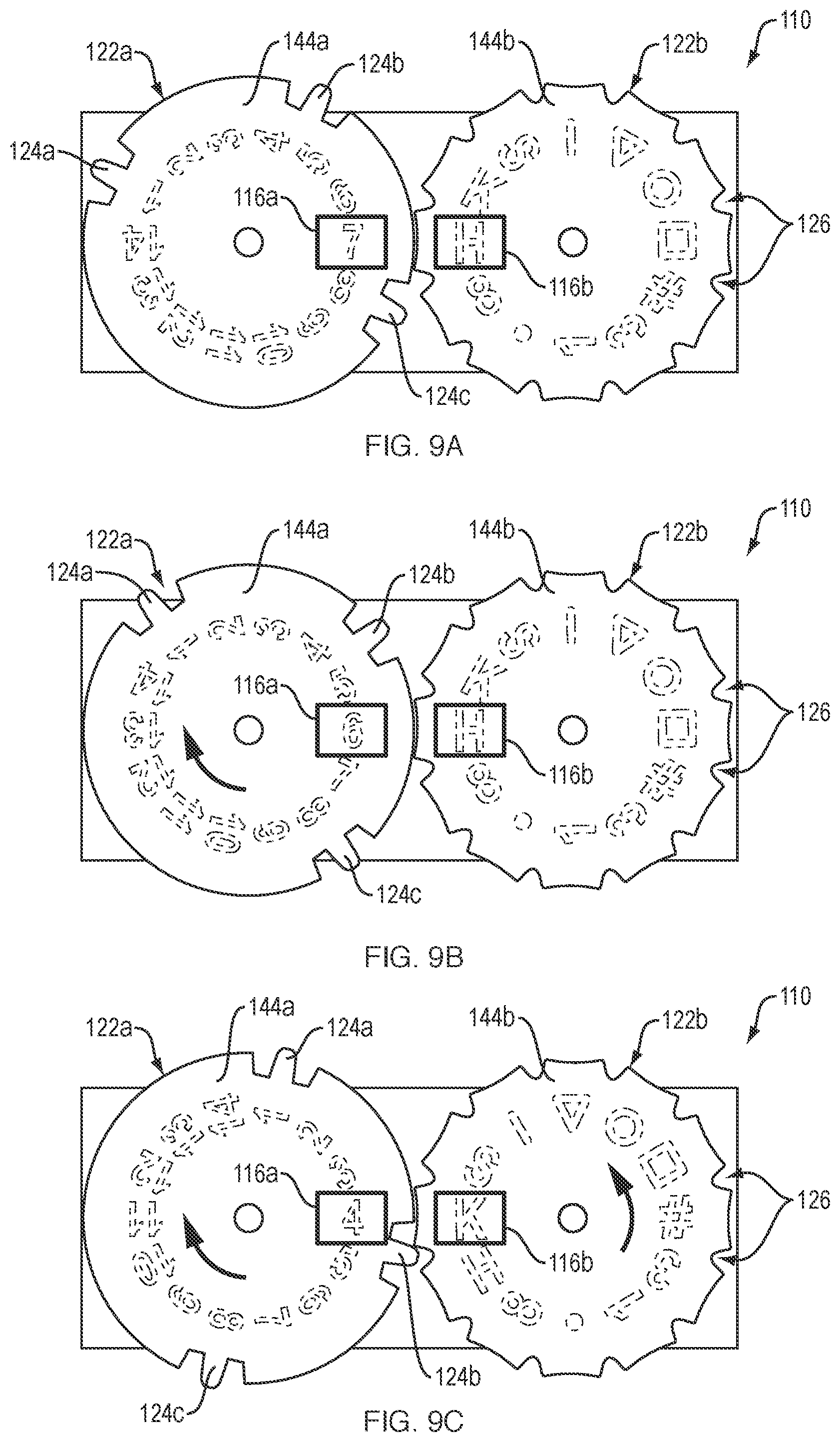 Patent US12324982 Figure 9 – Game system with gears and indicia