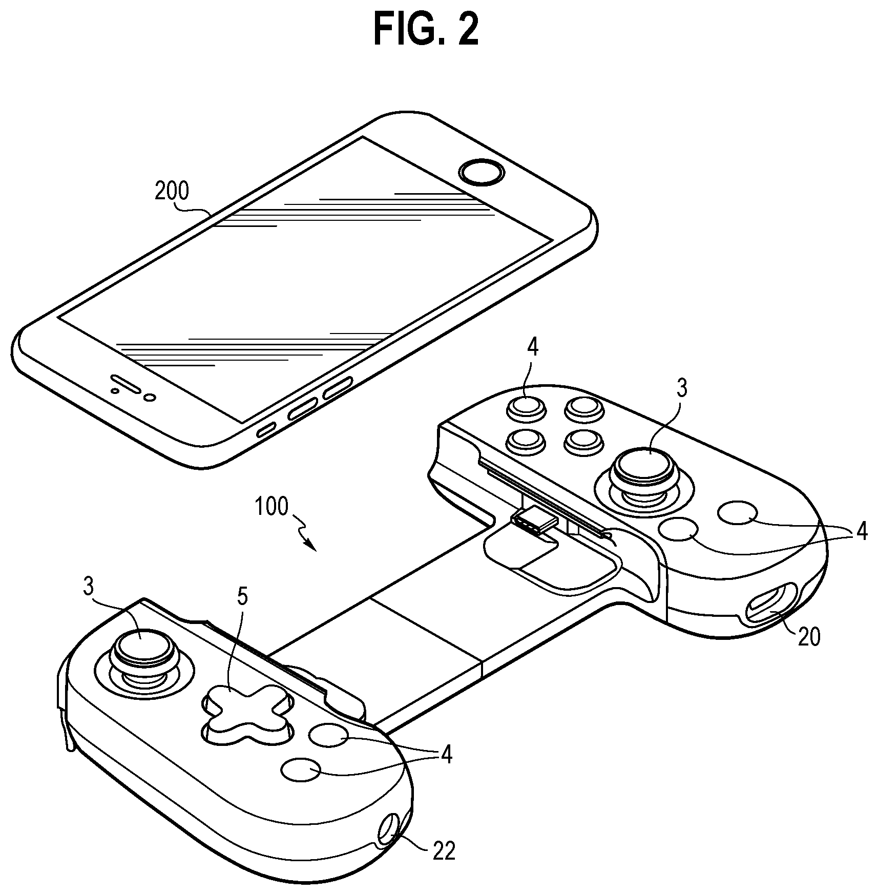 Patent US12324983 Figure 2 – Universal mobile game controller