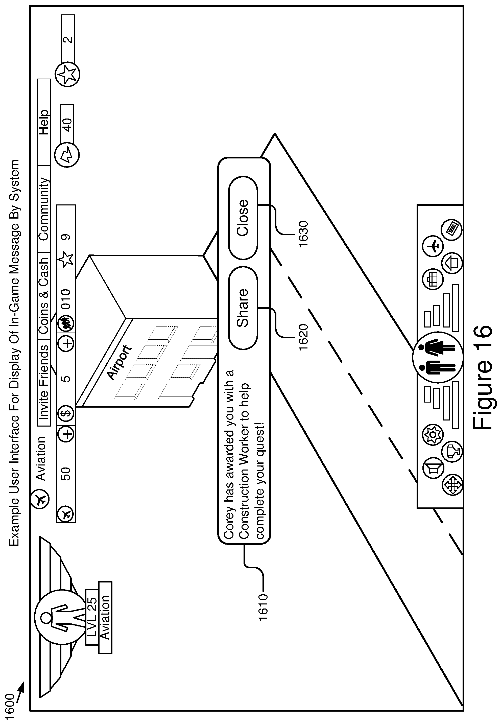 Patent US12324988 Figure 16 – Multilayer framework architecture and user interface for video gaming applications