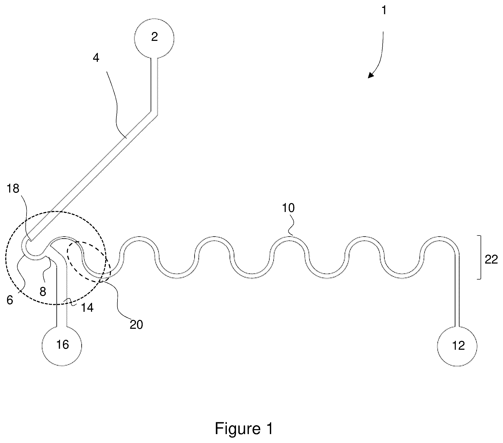 Patent US12325021 Figure 1 – Microfluidic device