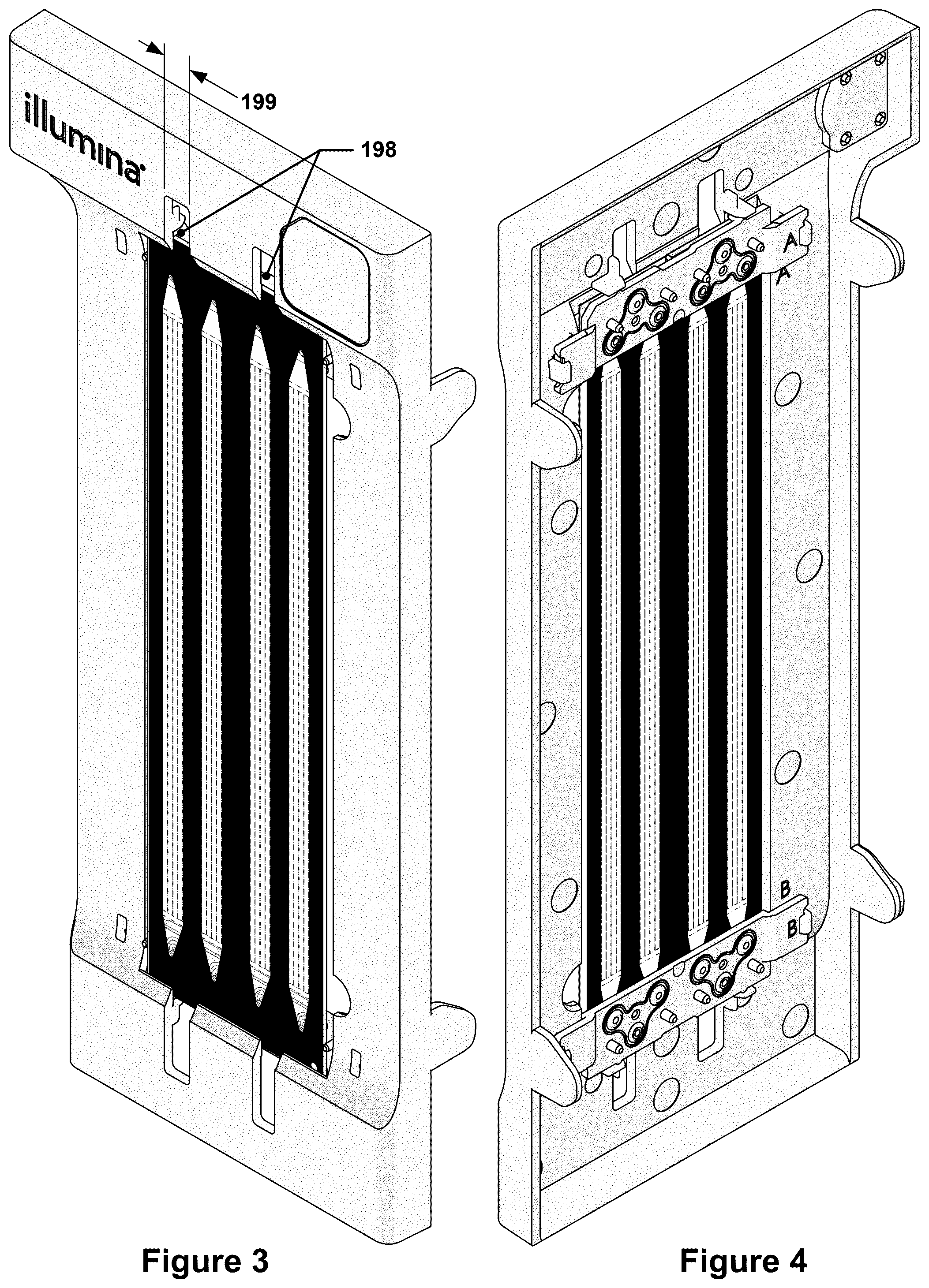 Patent US12325028 Figure 3 – Flowcell cartridge with floating bracket