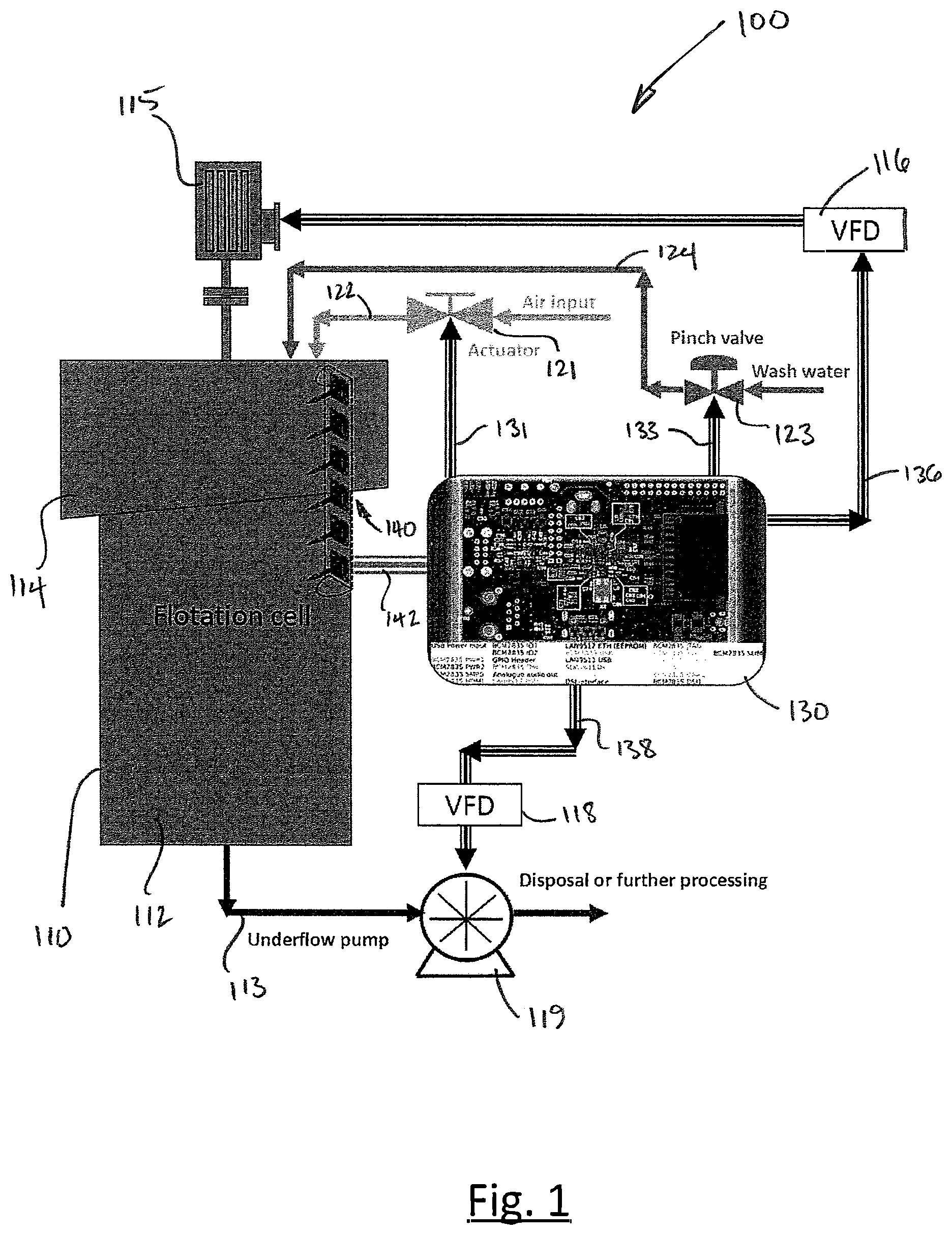 Patent US12325032 Figure 1 – Interface detection device and system for dispersed multi-phase fluids