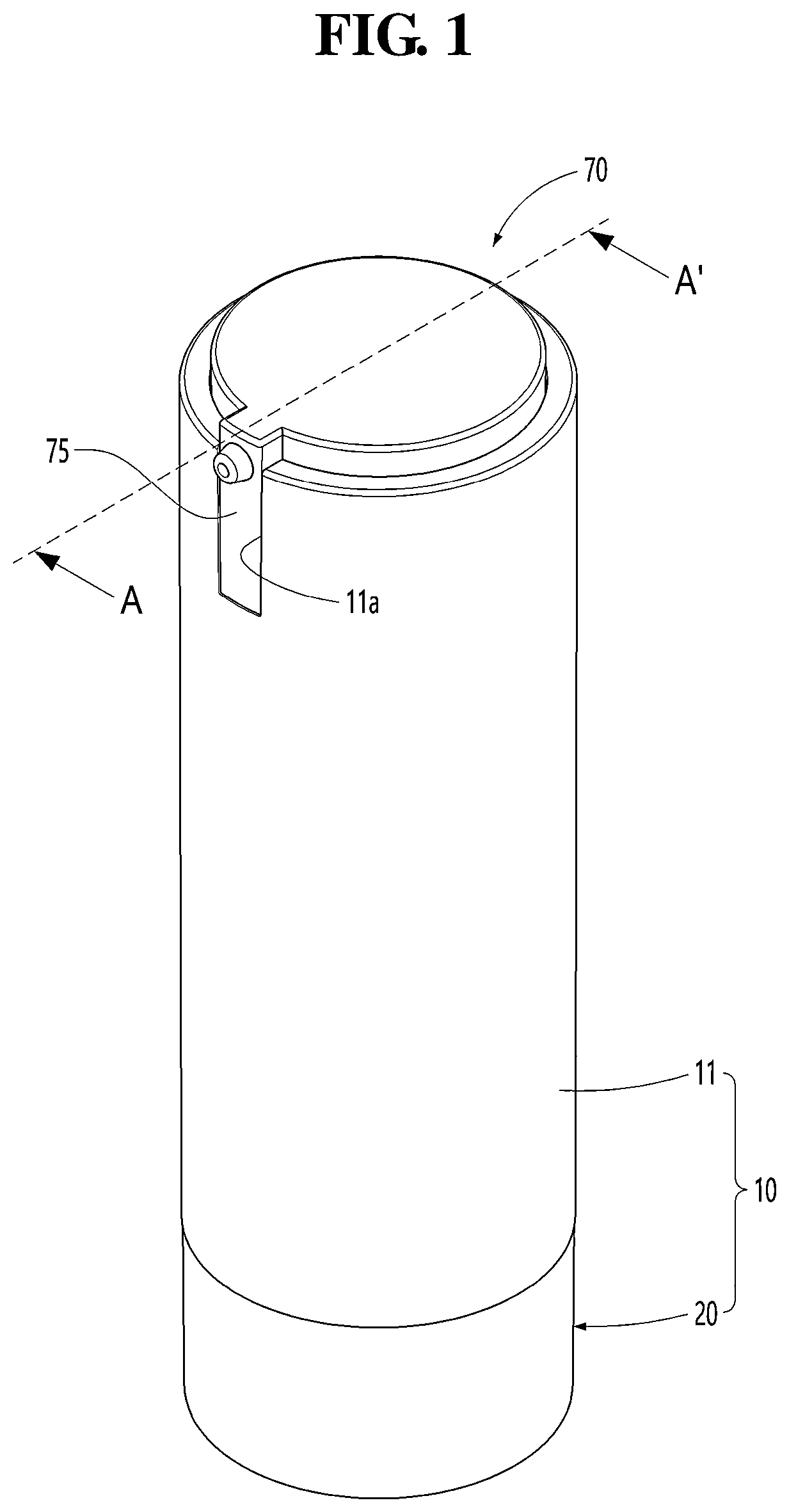Patent US12325034 Figure 1 – Cosmetic container