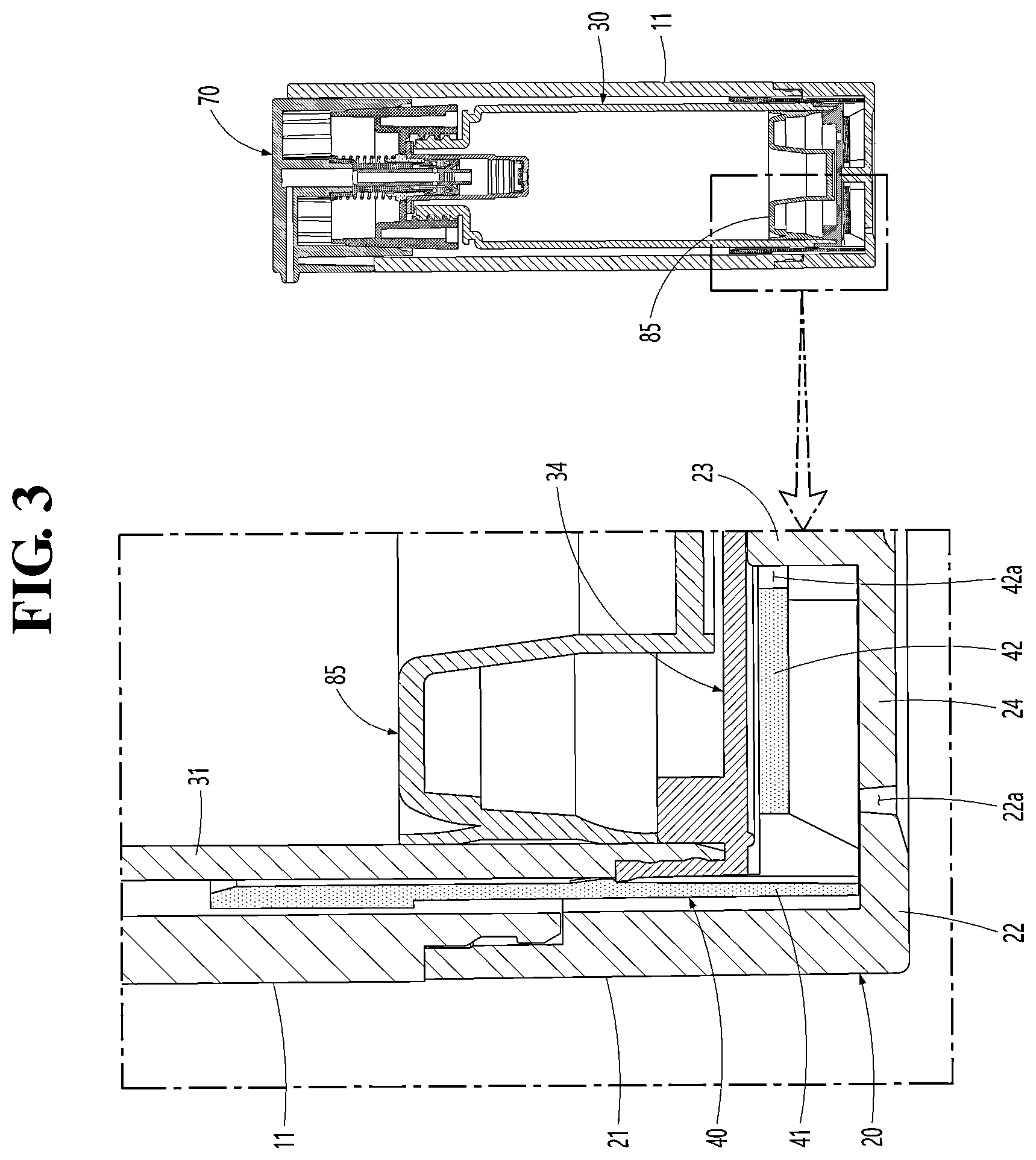 Patent US12325034 Figure 3 – Cosmetic container
