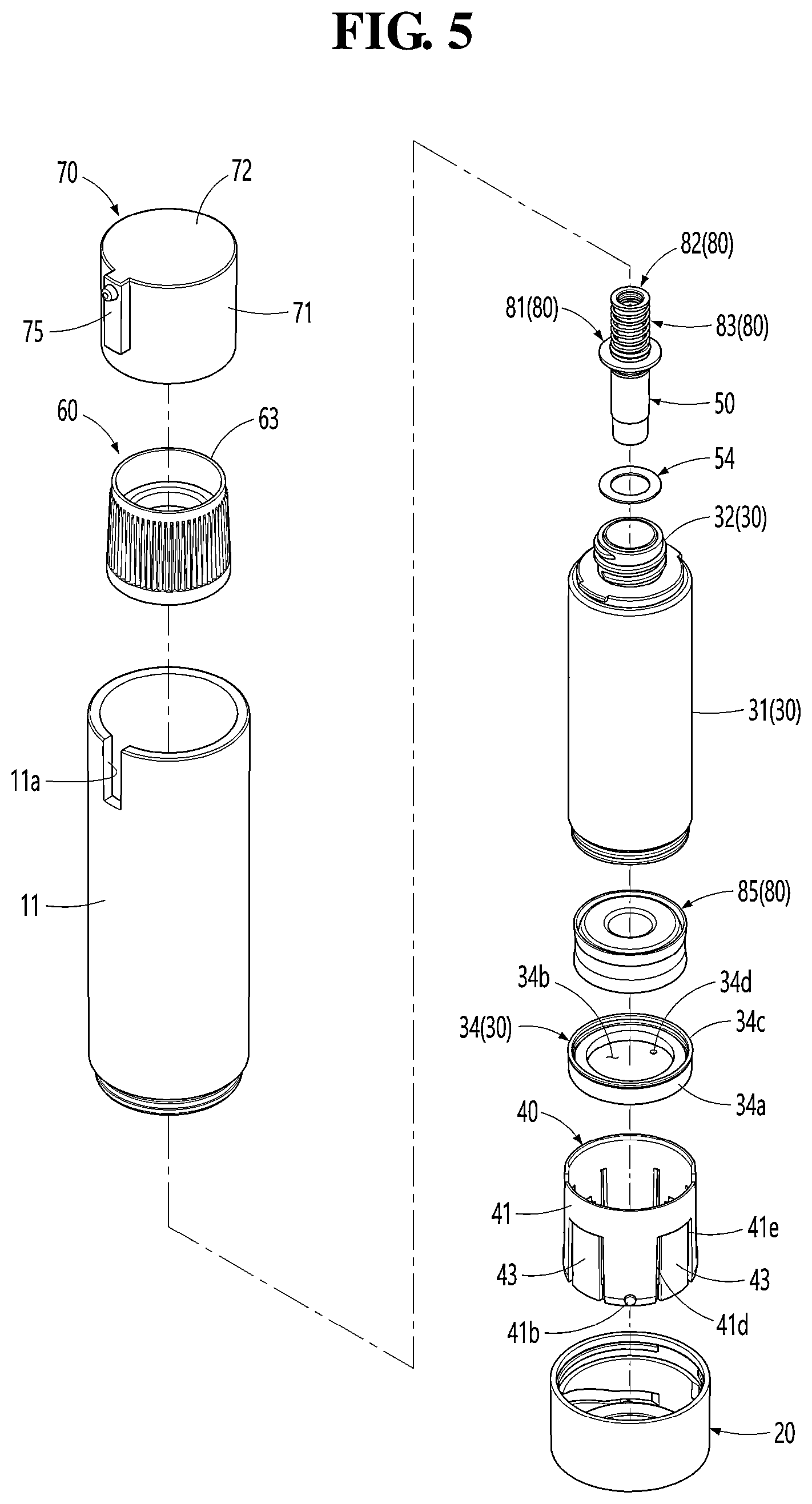 Patent US12325034 Figure 5 – Cosmetic container